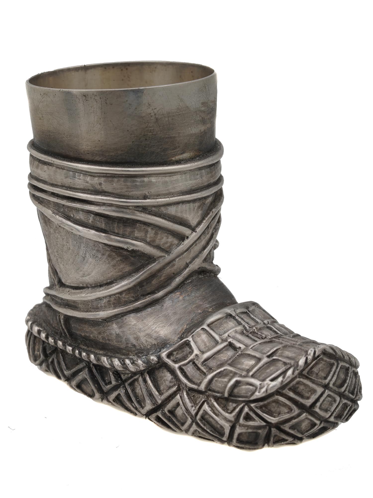 A RUSSIAN FIGURAL SILVER SHOT CUP BAST SHOE PIC-0