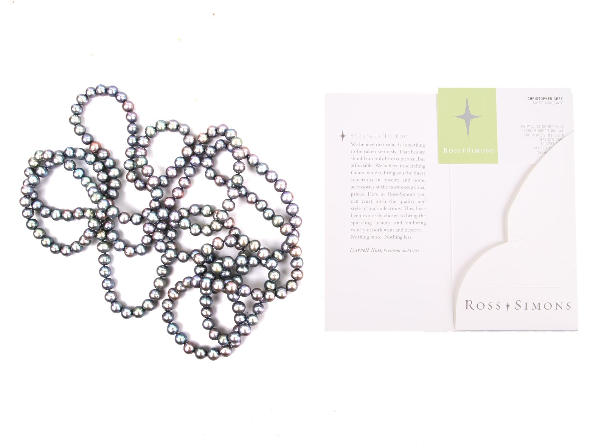 ROSS AND SIMONS BLACK TAHITIAN PEARL NECKLACE PIC-1