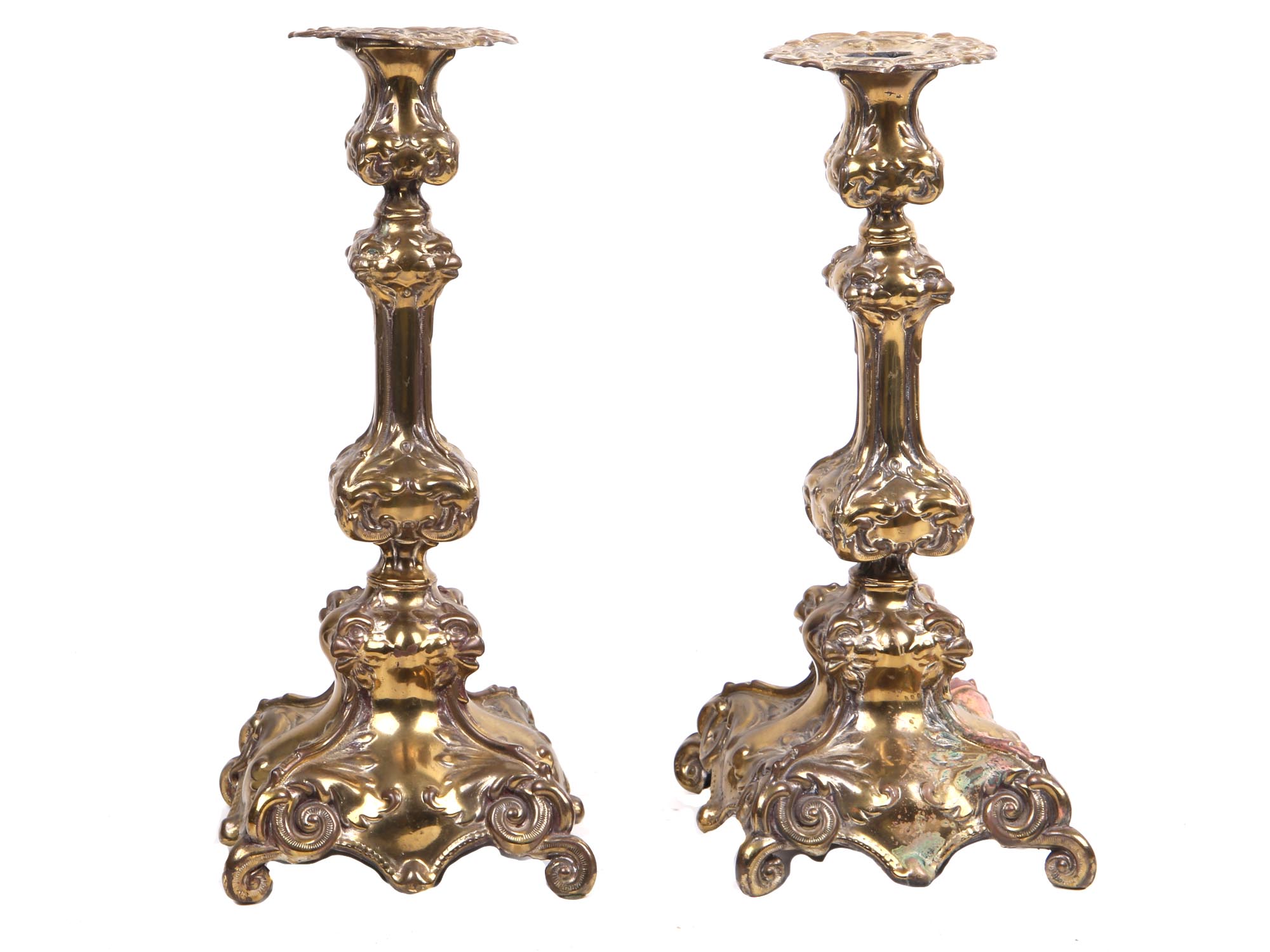 A PAIR OF ART NOUVEAU STYLE BRONZE CANDLE STICKS PIC-1