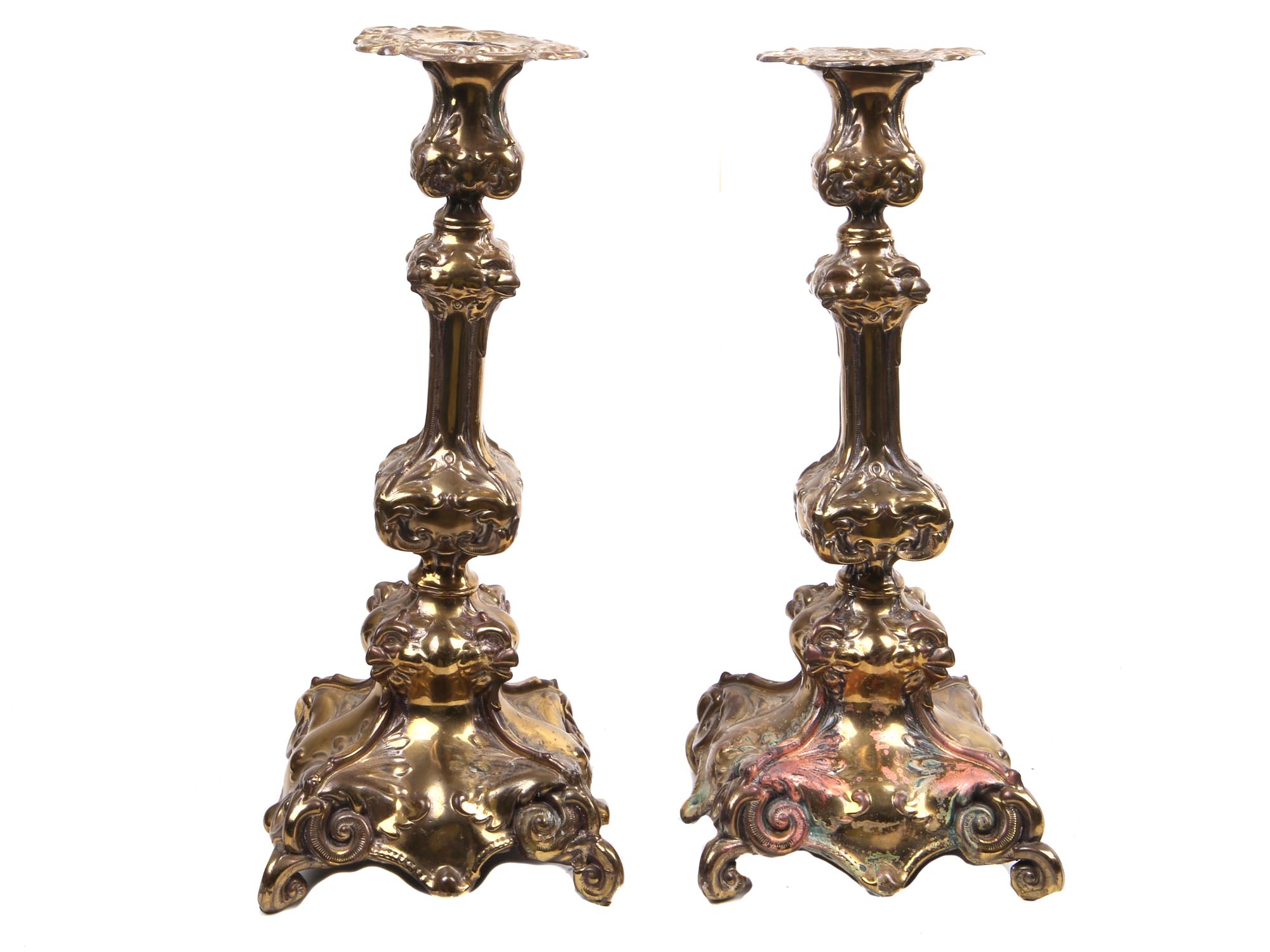 A PAIR OF ART NOUVEAU STYLE BRONZE CANDLE STICKS PIC-2