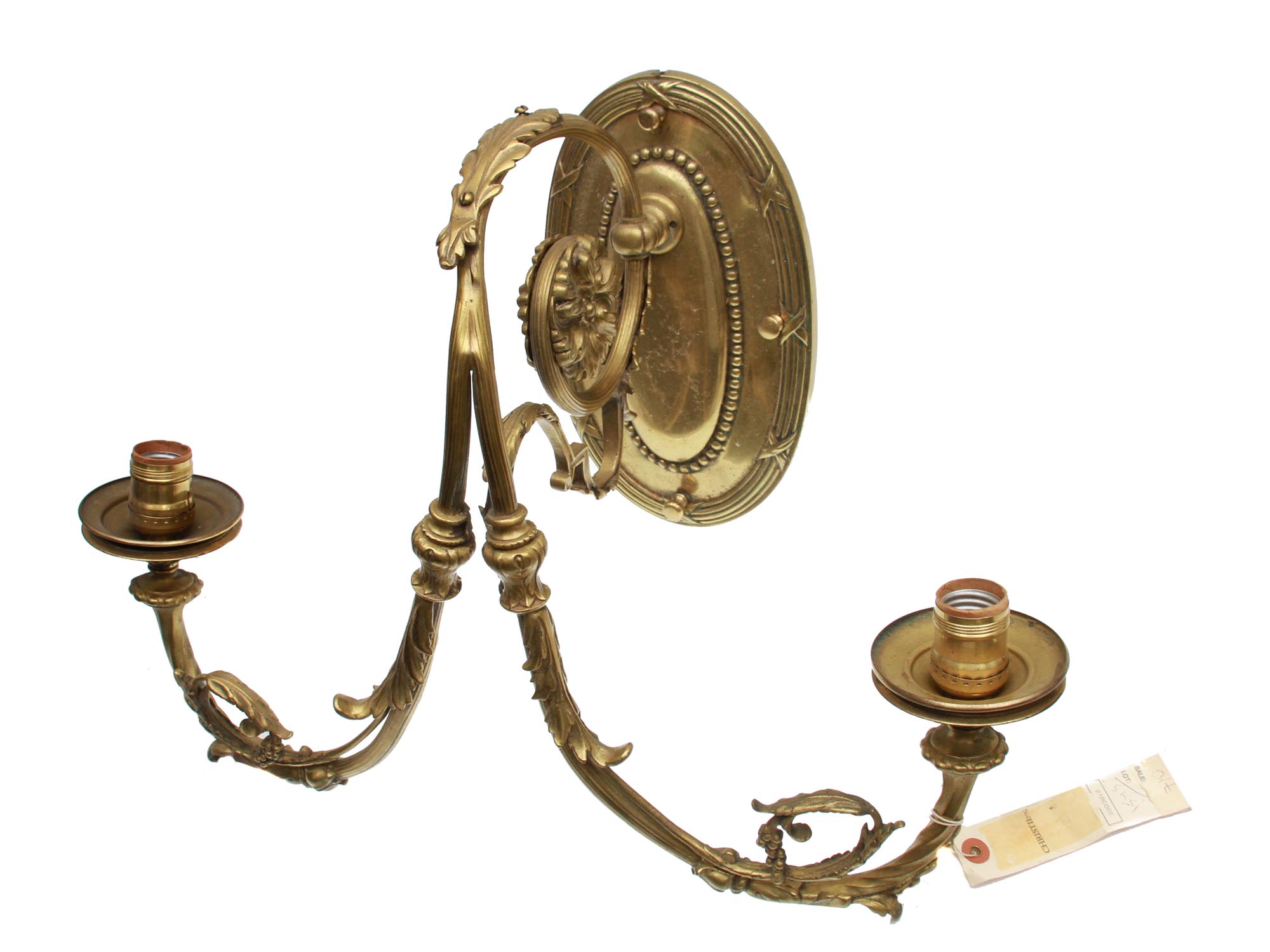 AN ANTIQUE BRASS NEOCLASSICAL WALL SCONCE PIC-1