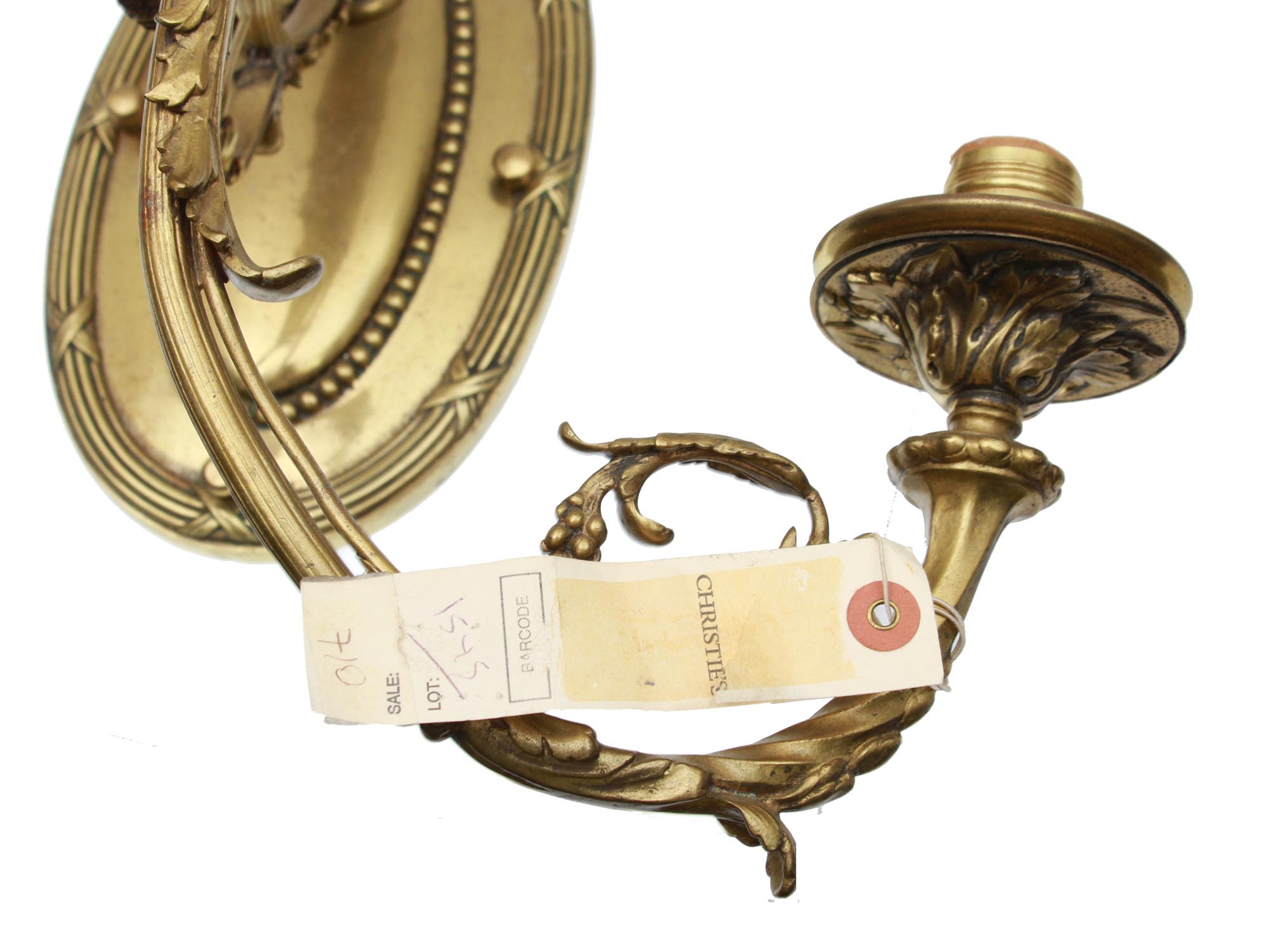 AN ANTIQUE BRASS NEOCLASSICAL WALL SCONCE PIC-5