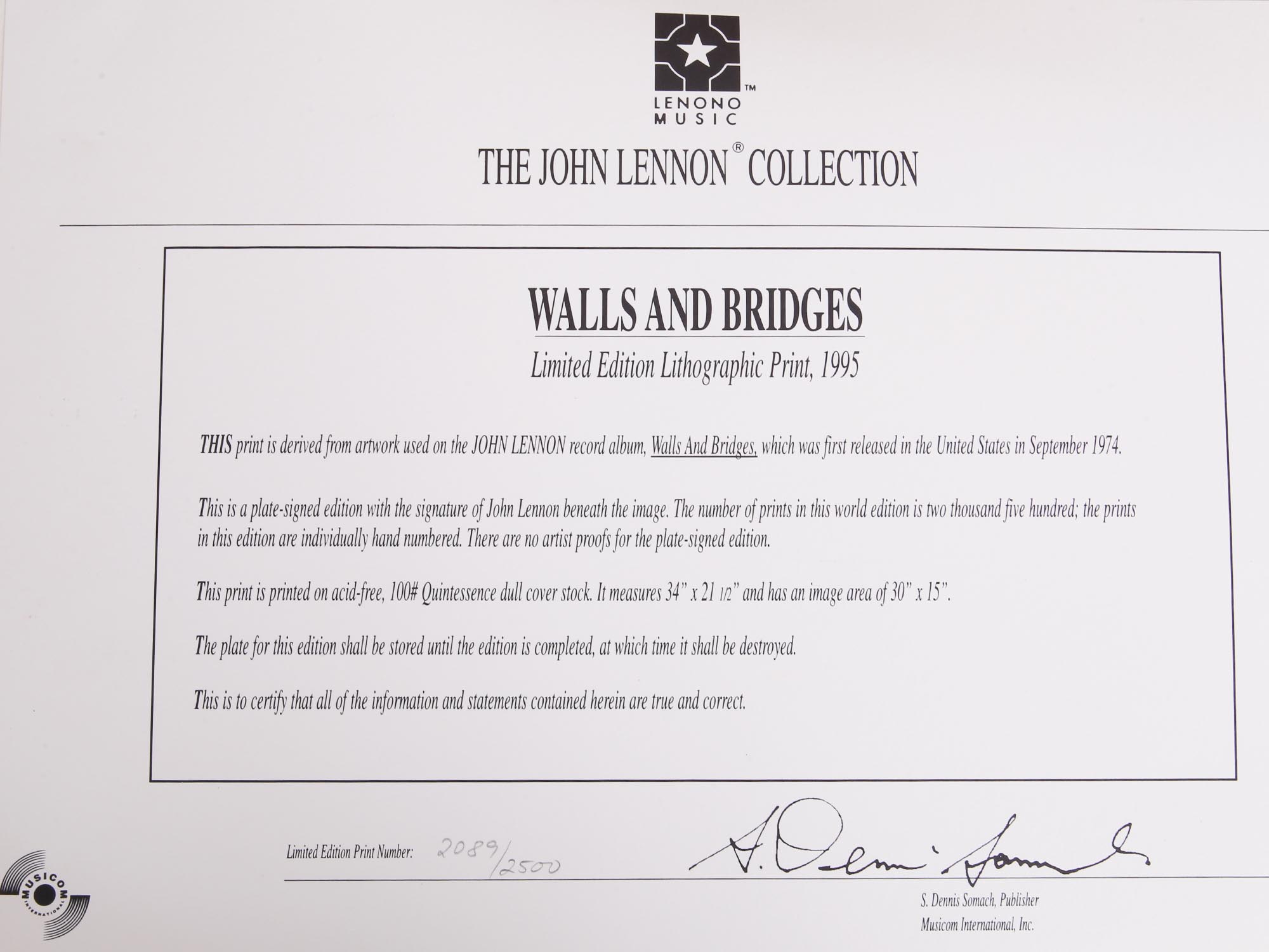 JOHN LENNON WALLS AND BRIDGES LITHOGRAPH POSTER PIC-6