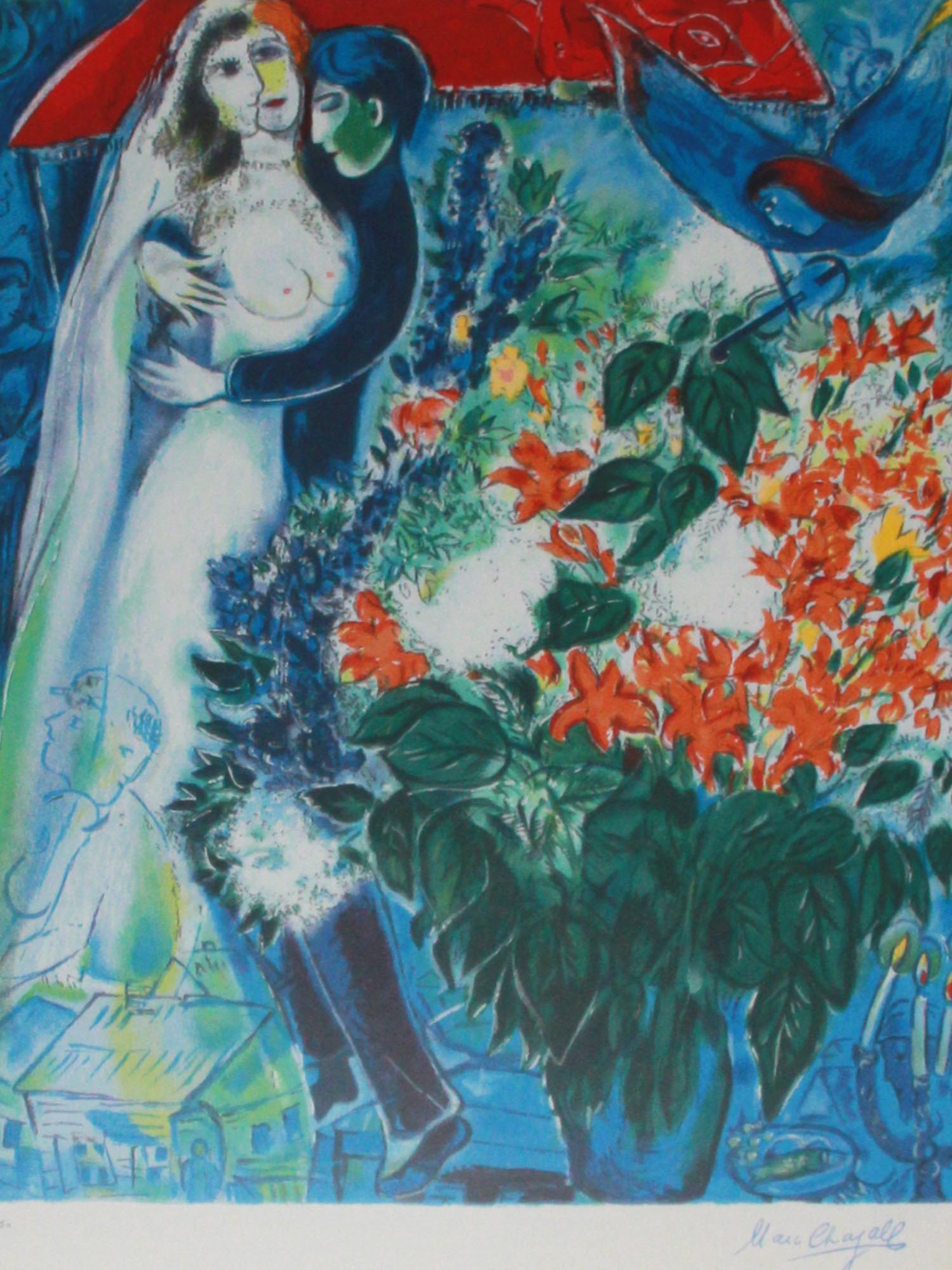 FRENCH RUSSIAN LITHOGRAPH BRIDE BY MARC CHAGALL PIC-1