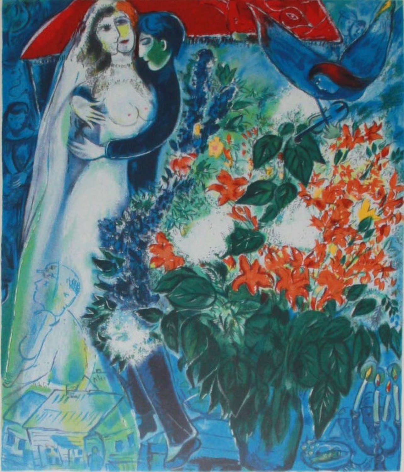 FRENCH RUSSIAN LITHOGRAPH BRIDE BY MARC CHAGALL PIC-2