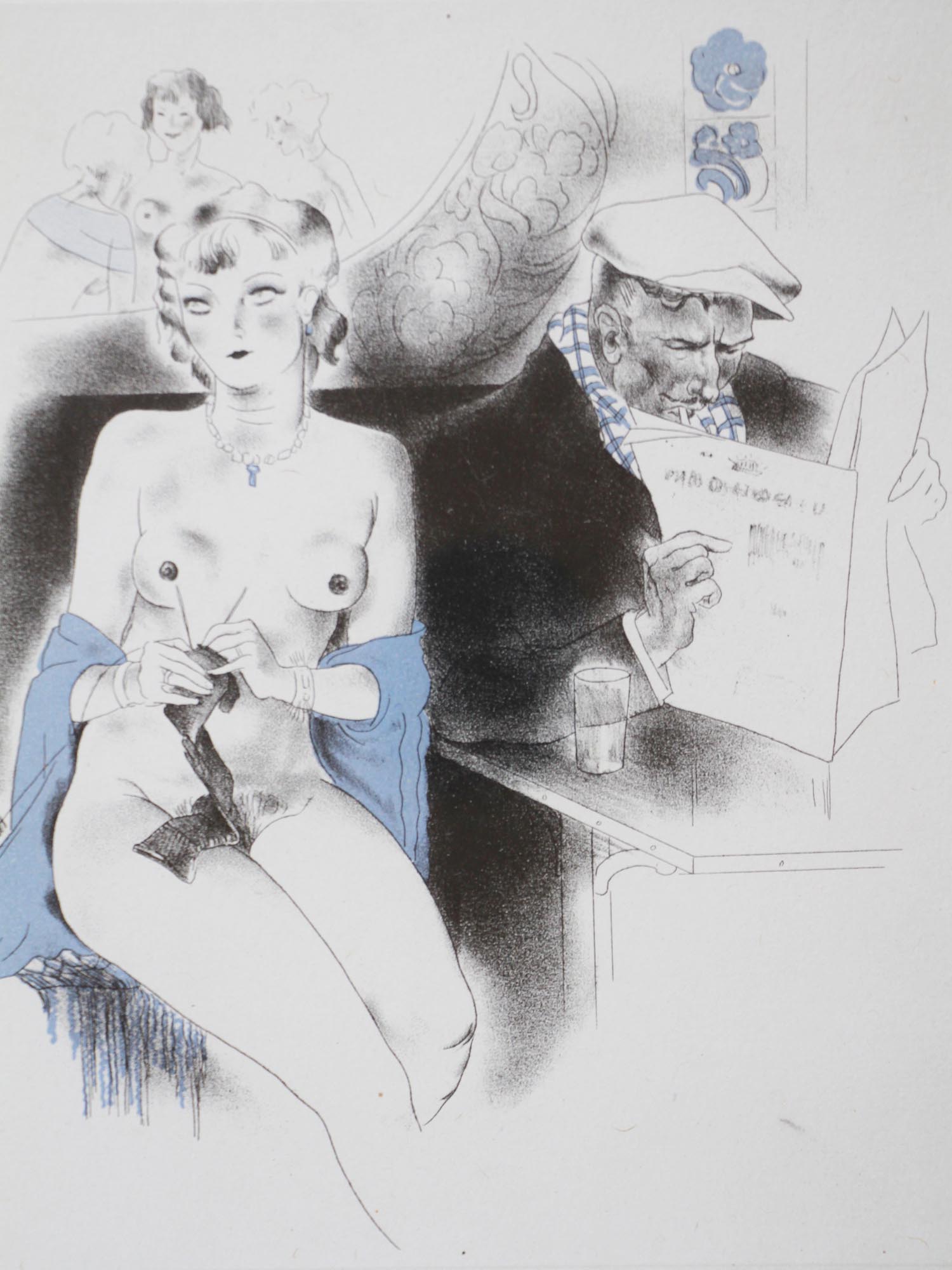 AMERICAN LITHOGRAPH WITH POCHOIR BY CLARK FAY PIC-1