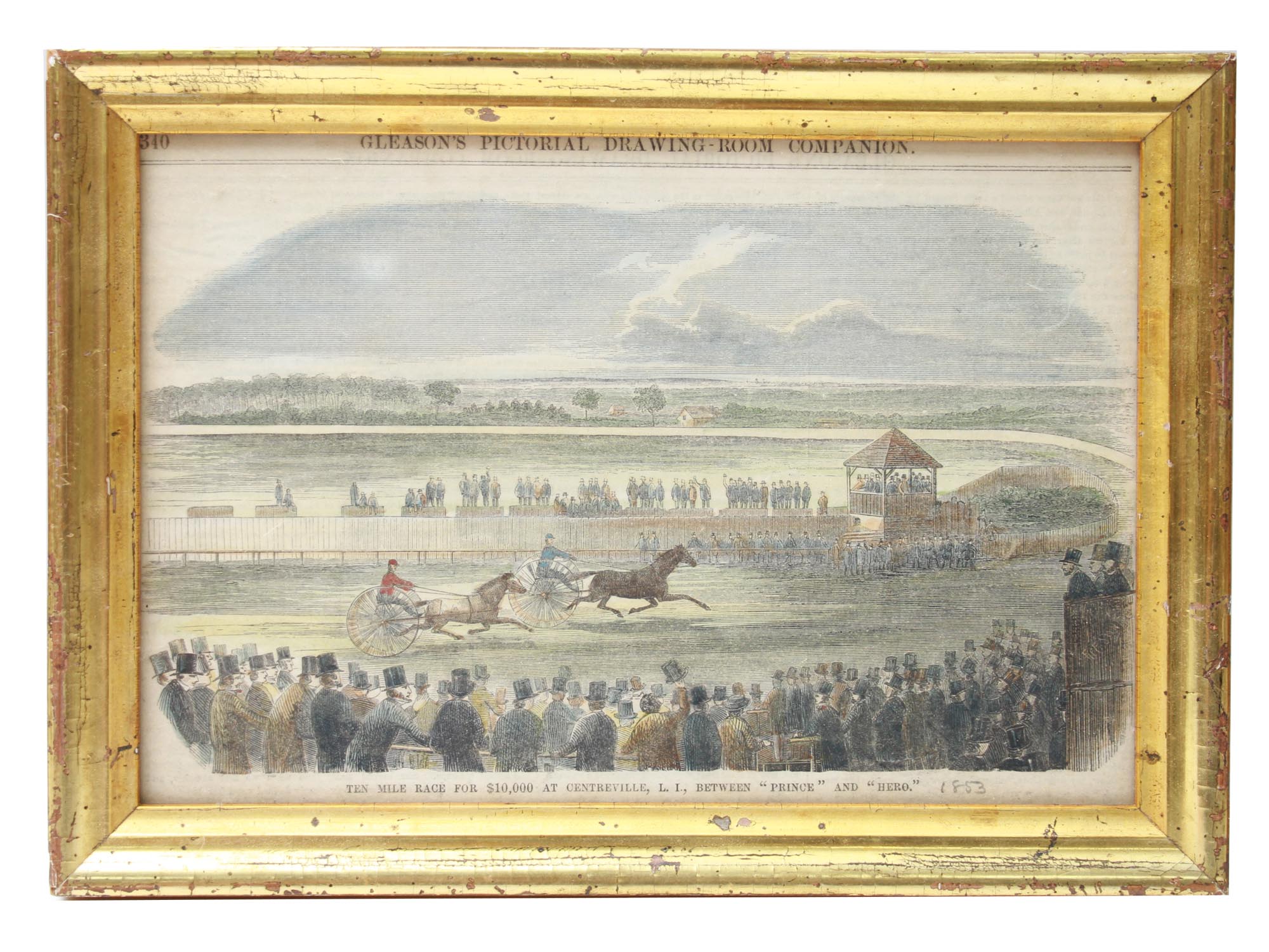 AMERICAN ENGRAVING RACING BY GLEASON DRAWING ROOM PIC-0