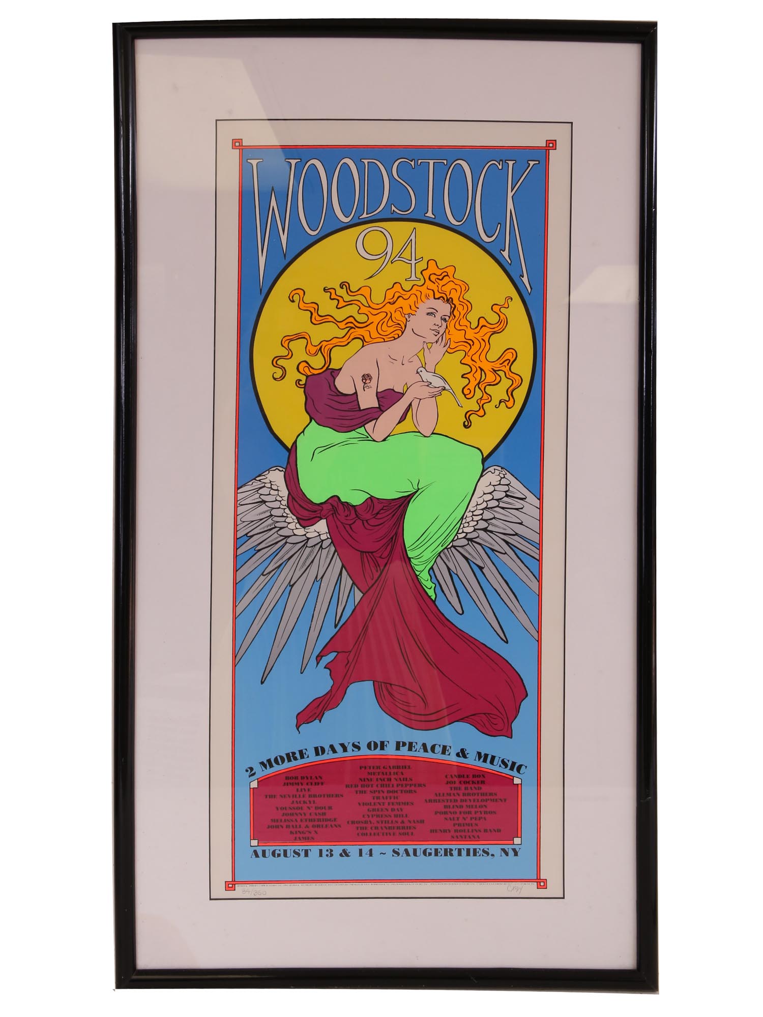 A VINTAGE WOODSTOCK 1994 SILKSCRENN POSTER PIC-0