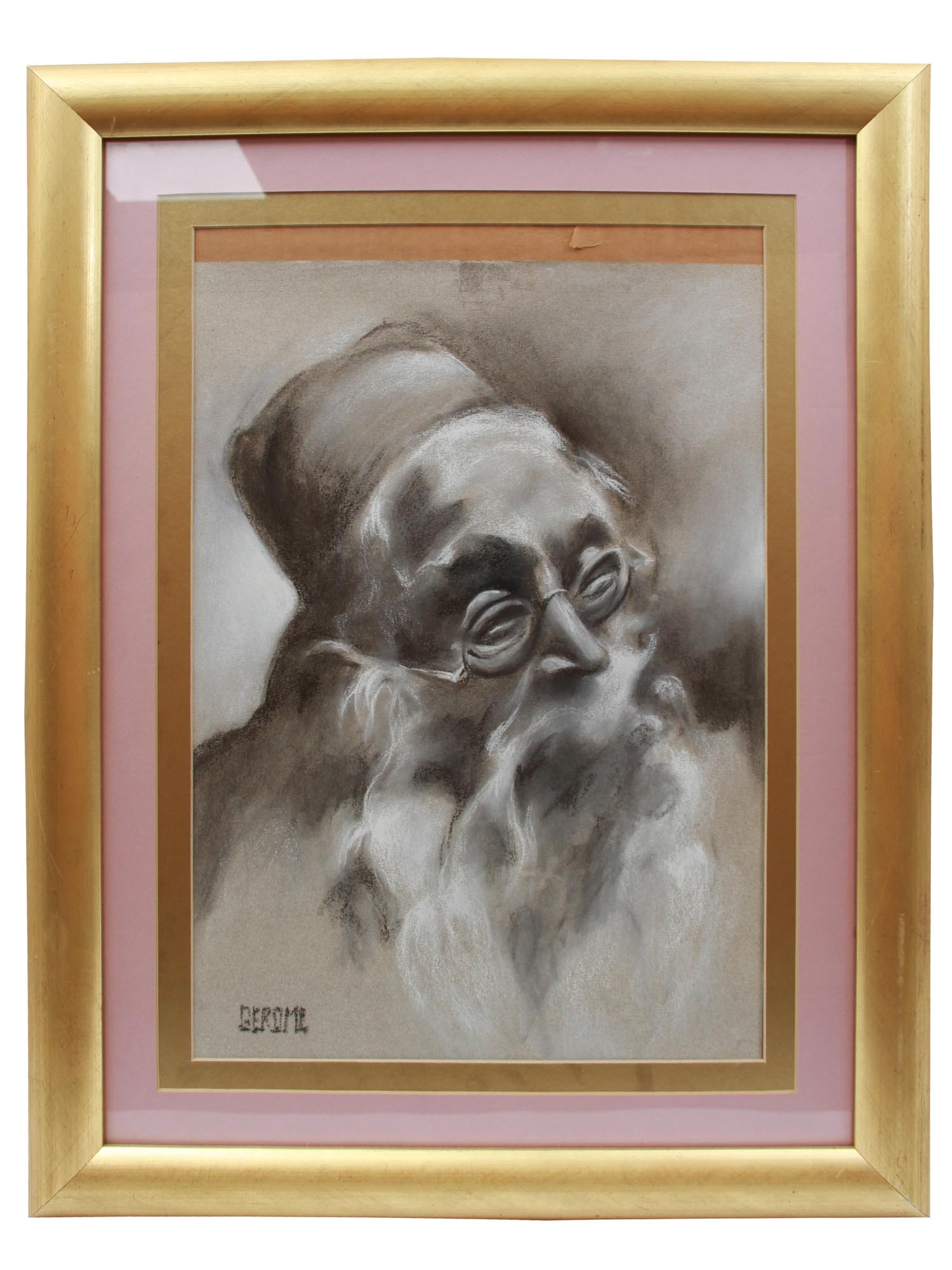 A CHARCOAL PAINTING PORTRAIT SIGNED BY GEROME PIC-0