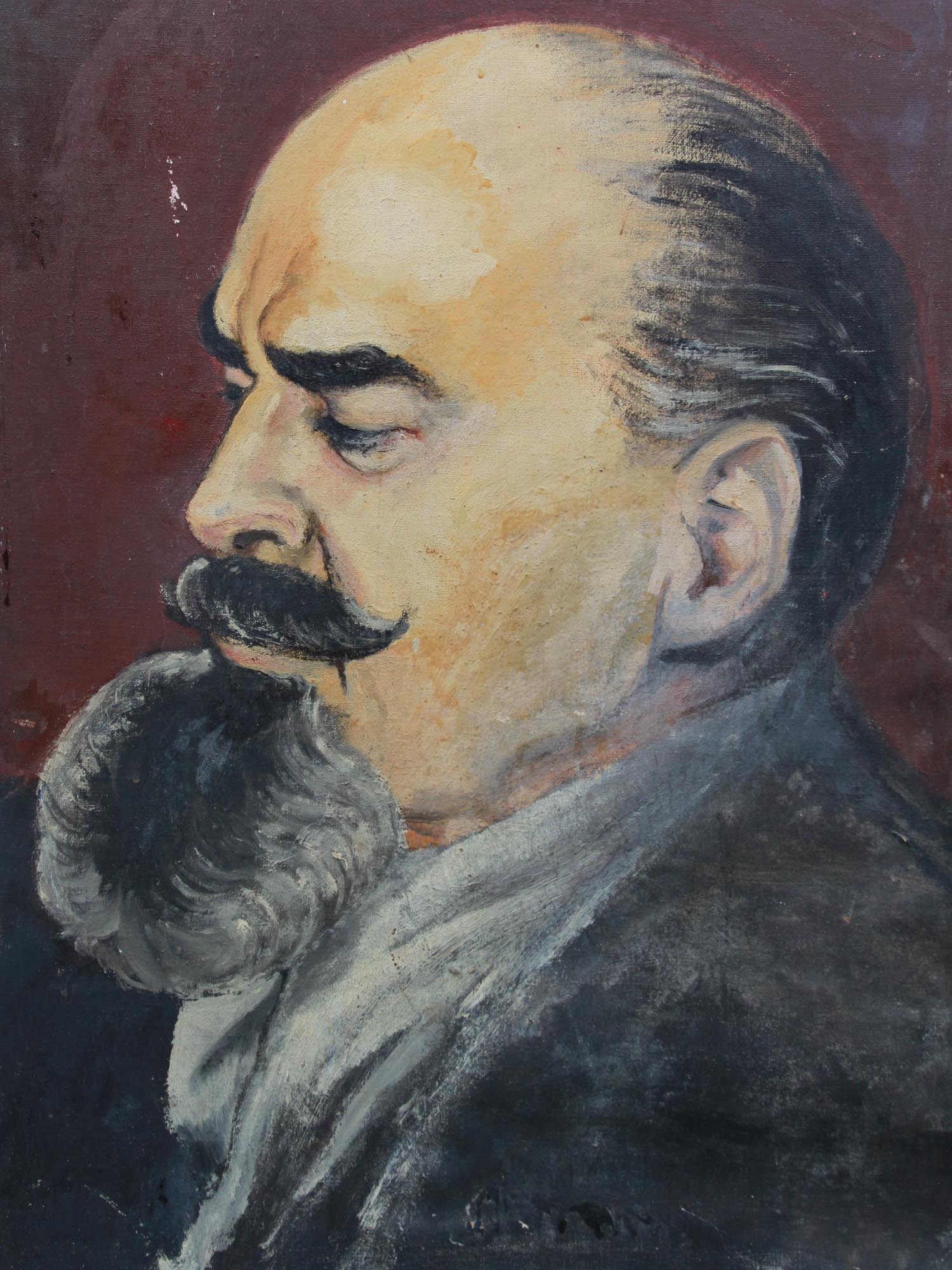 20TH CENTURY OIL PAINTING PORTRAIT OF RUSSIAN MAN PIC-1