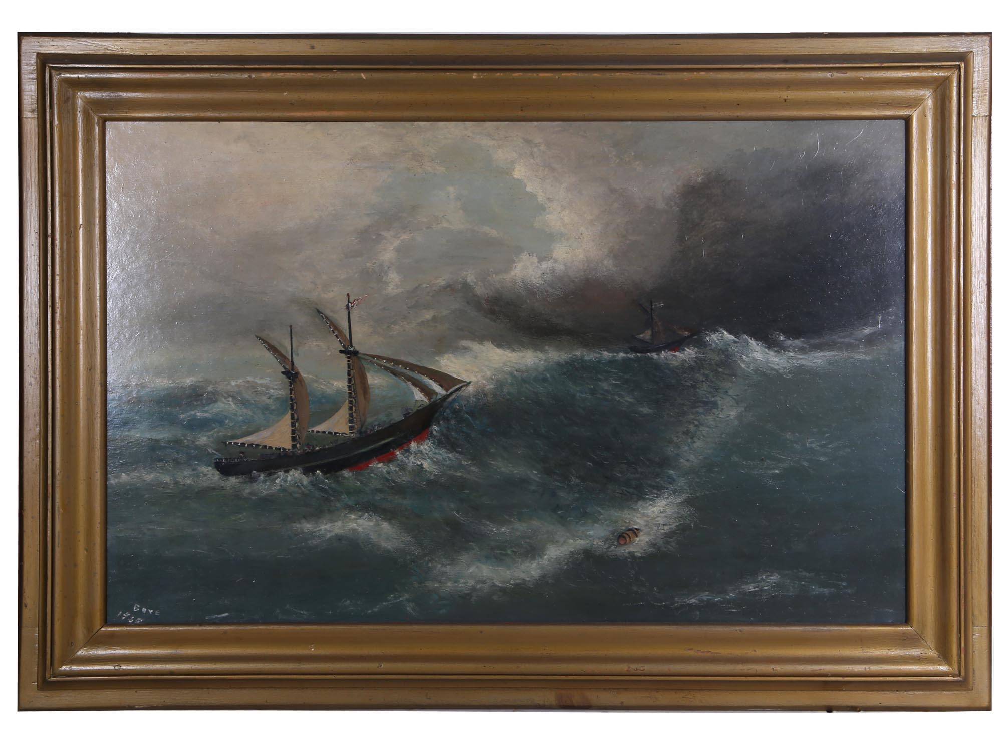 AN OIL ON BOARD MARINE PAINTING SIGNED BOVE PIC-0