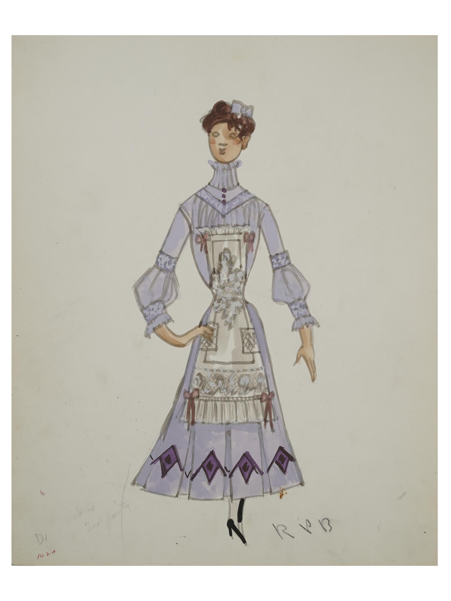 TWO ORIGINAL THEATRE COSTUME DESIGN PAINTINGS PIC-1