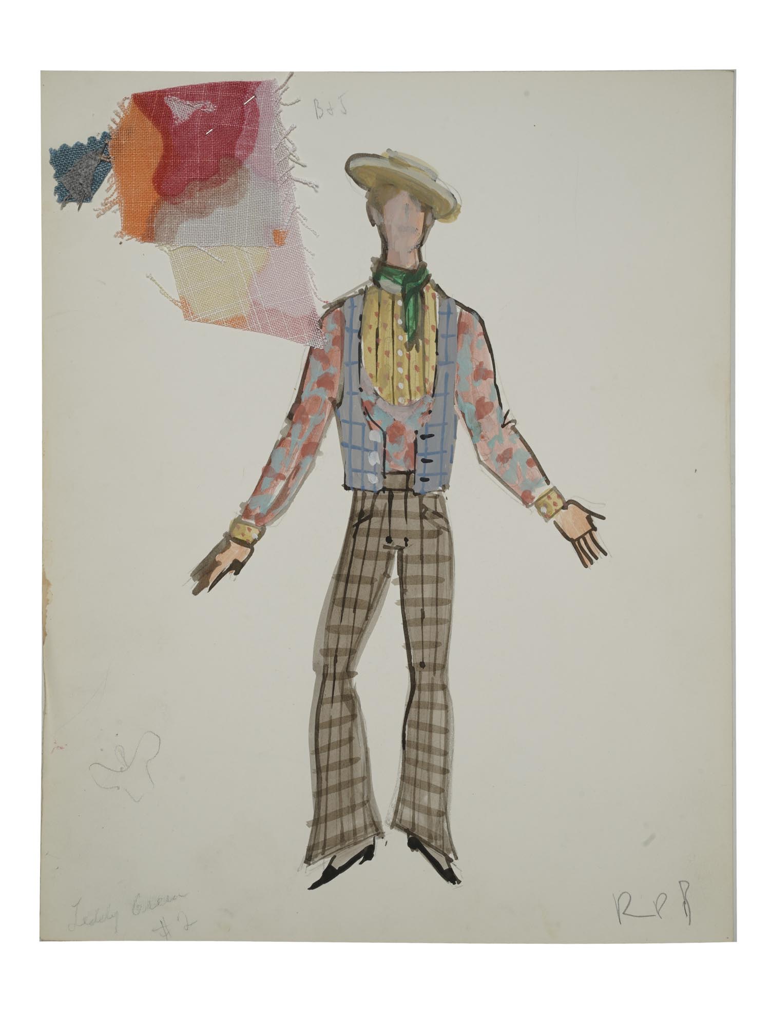 TWO ORIGINAL THEATRE COSTUME DESIGN PAINTINGS PIC-2