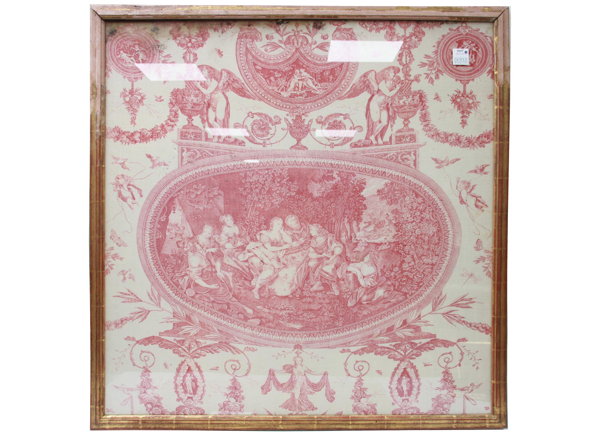 19TH CENTURY FRENCH TOILE DE JOUY FABRIC PANEL PIC-0