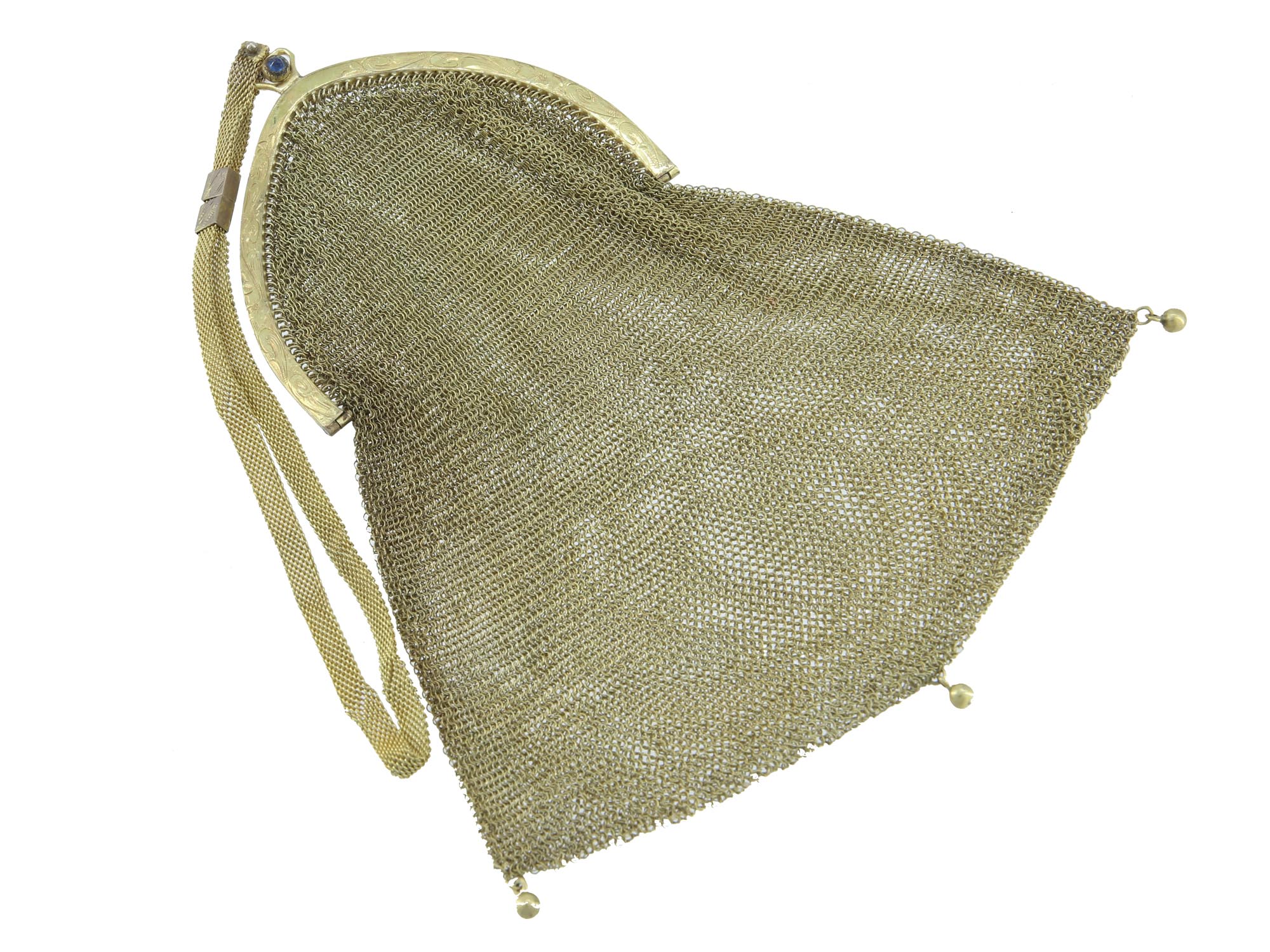 A SOLDERED GOLD MESH WHITING AND DAVIS PURSE PIC-0