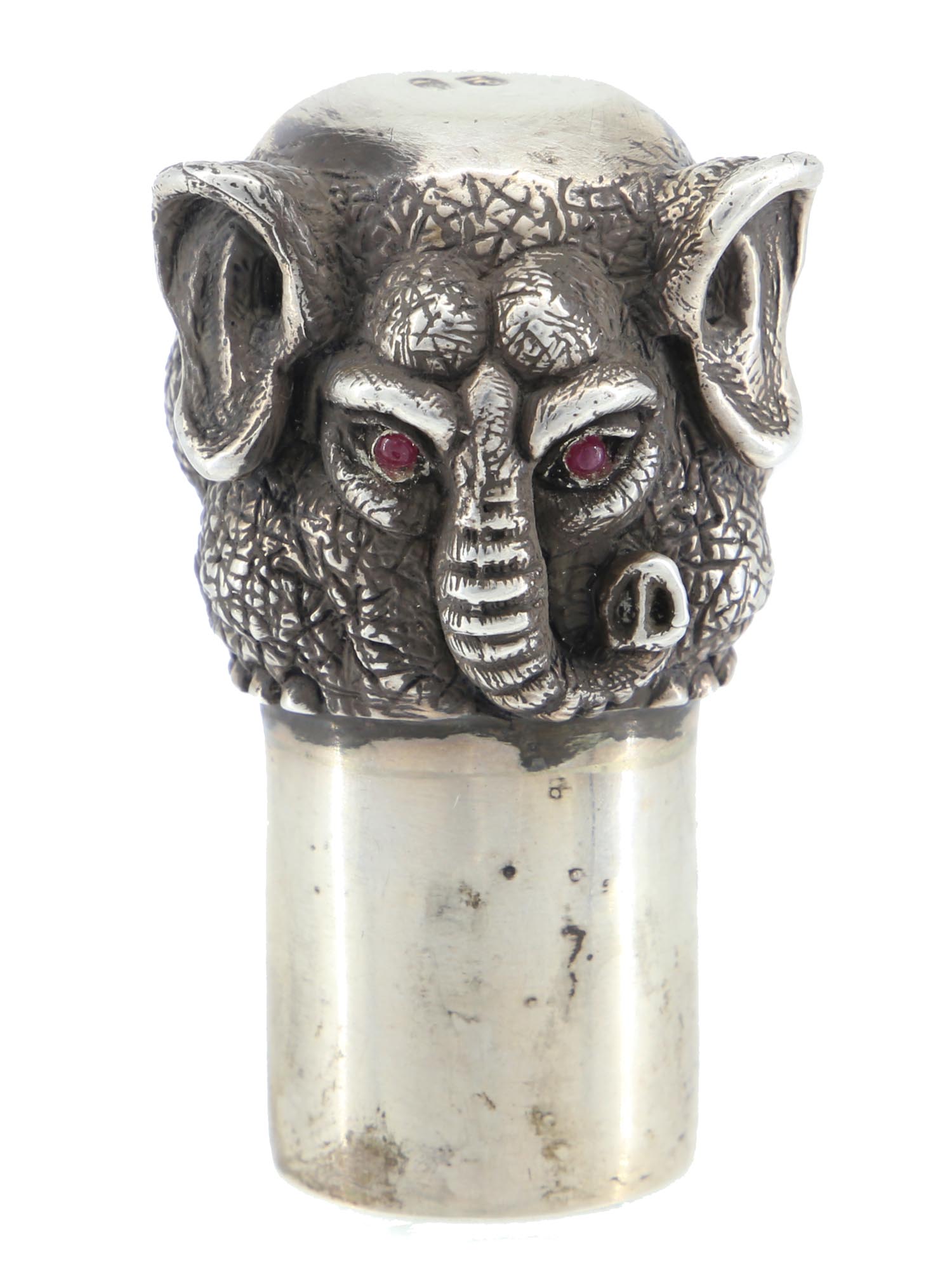 A RUSSIAN SILVER FIGURAL ELEPHANT VODKA CUP PIC-1