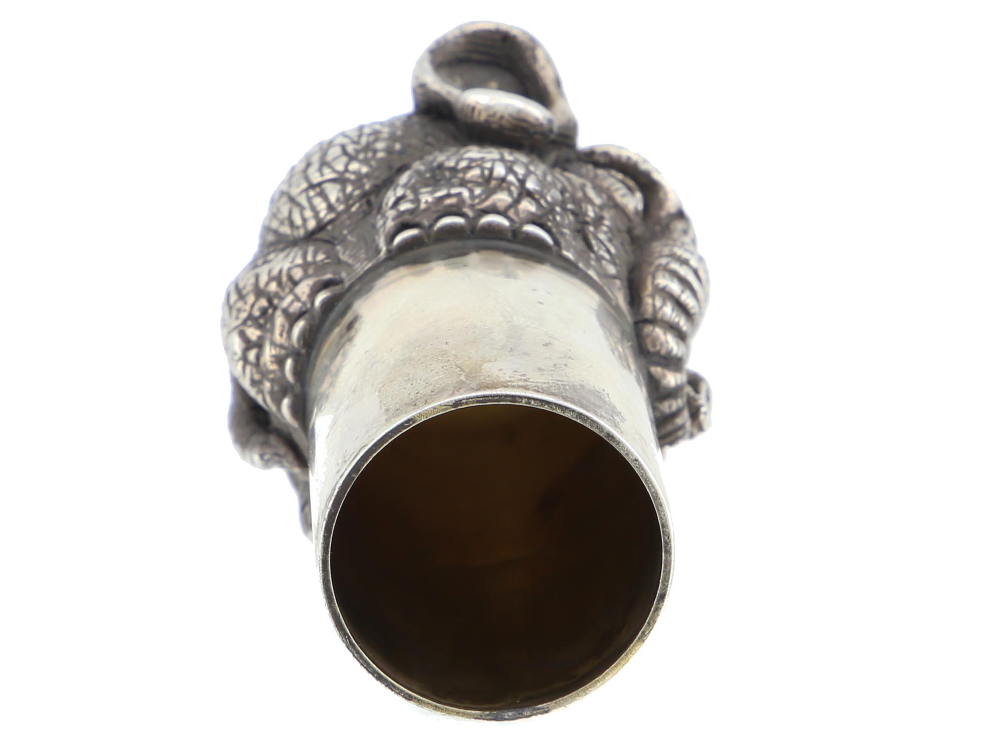 A RUSSIAN SILVER FIGURAL ELEPHANT VODKA CUP PIC-4