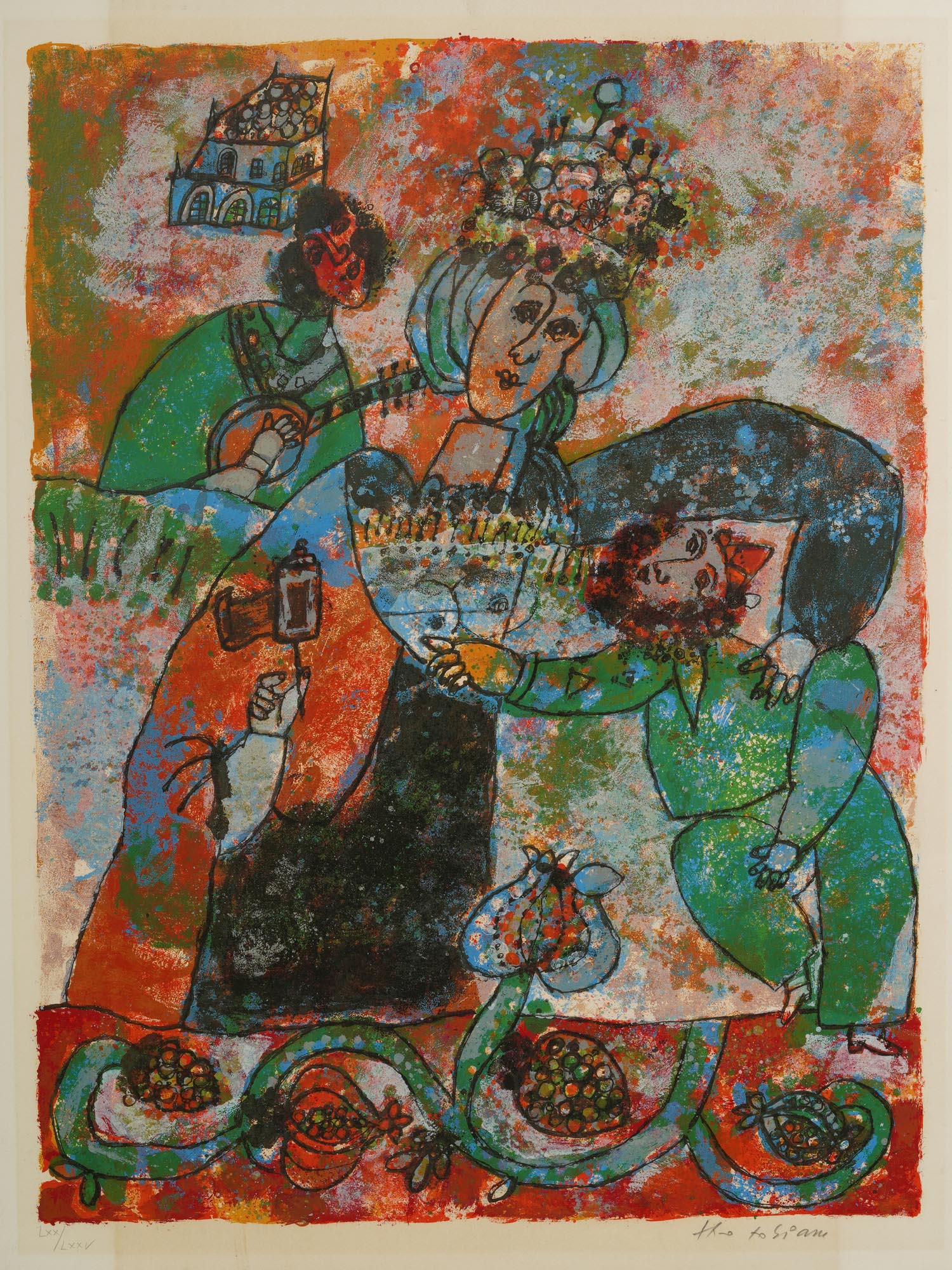 FRENCH ISRAELI COLOR LITHOGRAPH BY THEO TOBIASSE PIC-1