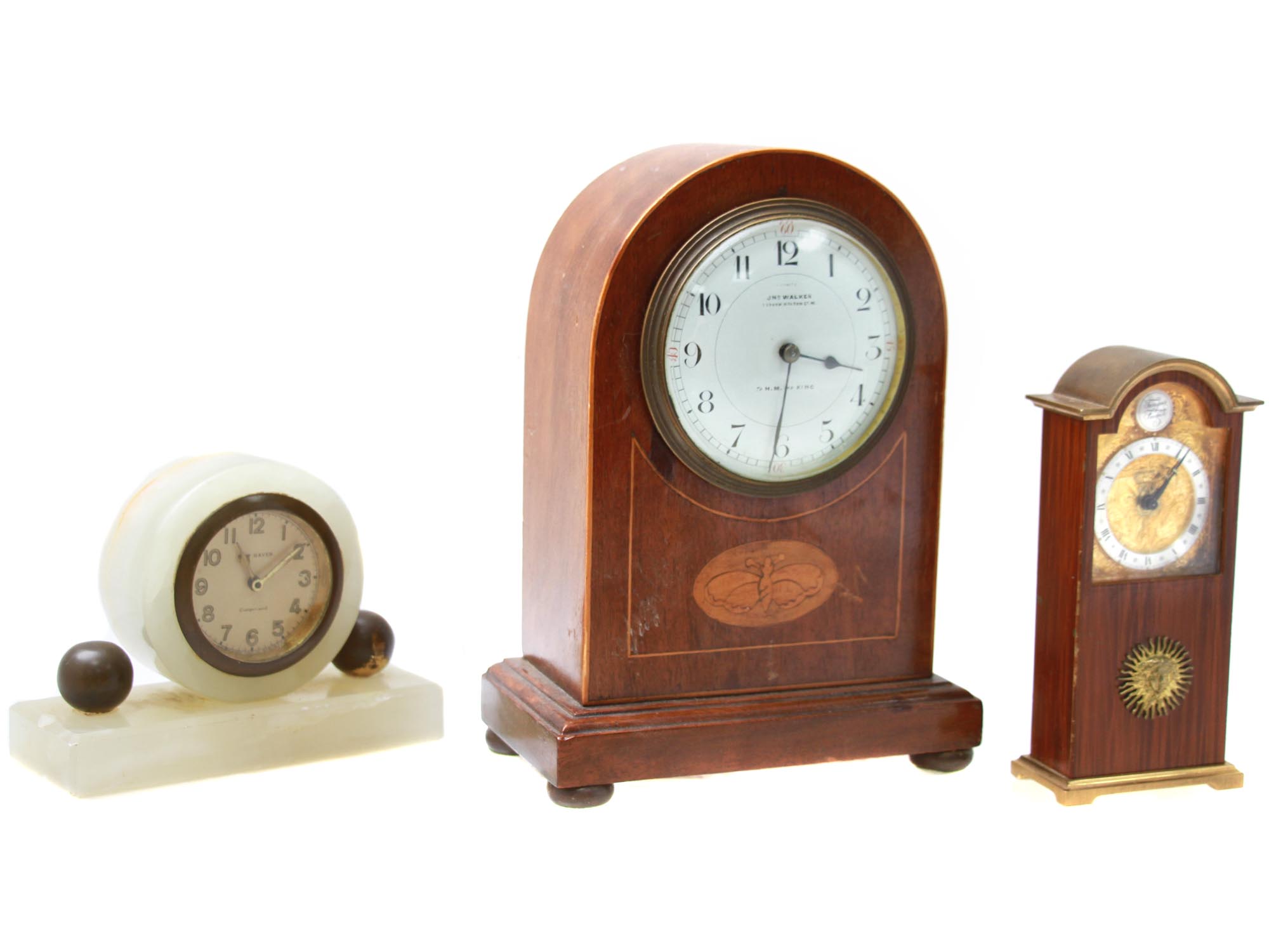 A LOT OF THREE VINTAGE MANTEL CLOCKS DESK DECOR PIC-0