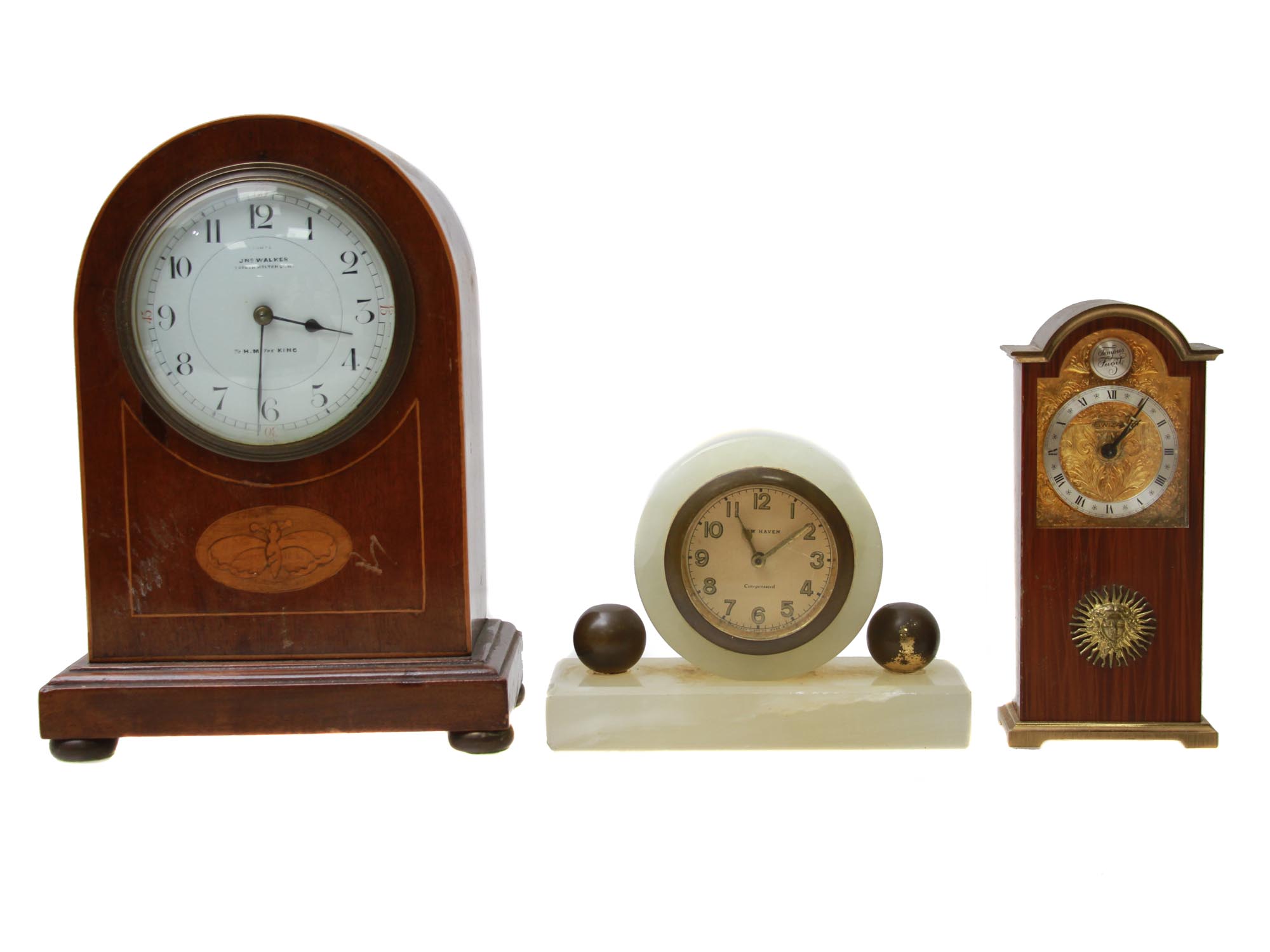 A LOT OF THREE VINTAGE MANTEL CLOCKS DESK DECOR PIC-1