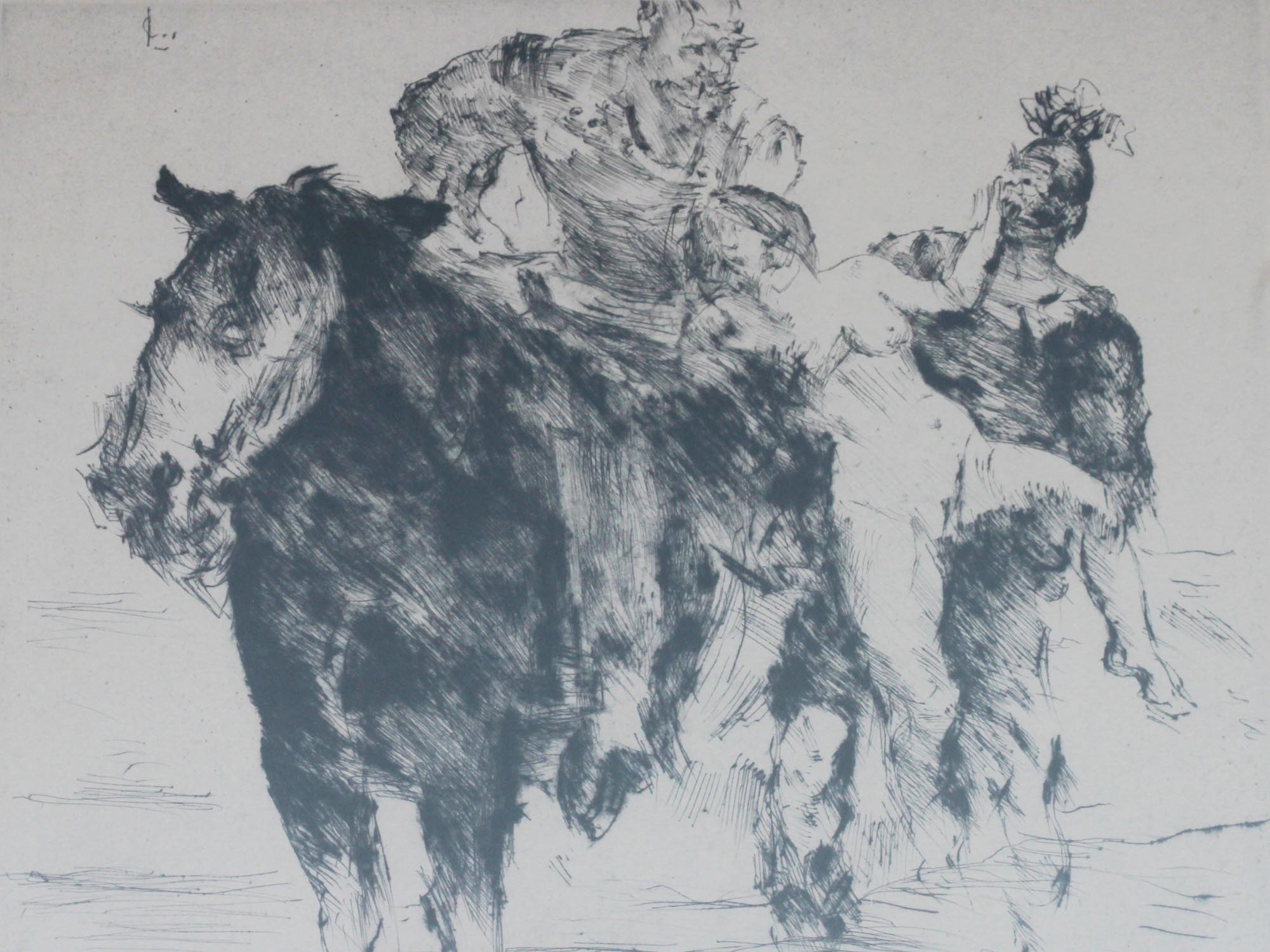 GERMAN DRYPOINT ETCHING ON PAPER BY LOVIS CORINTH PIC-1