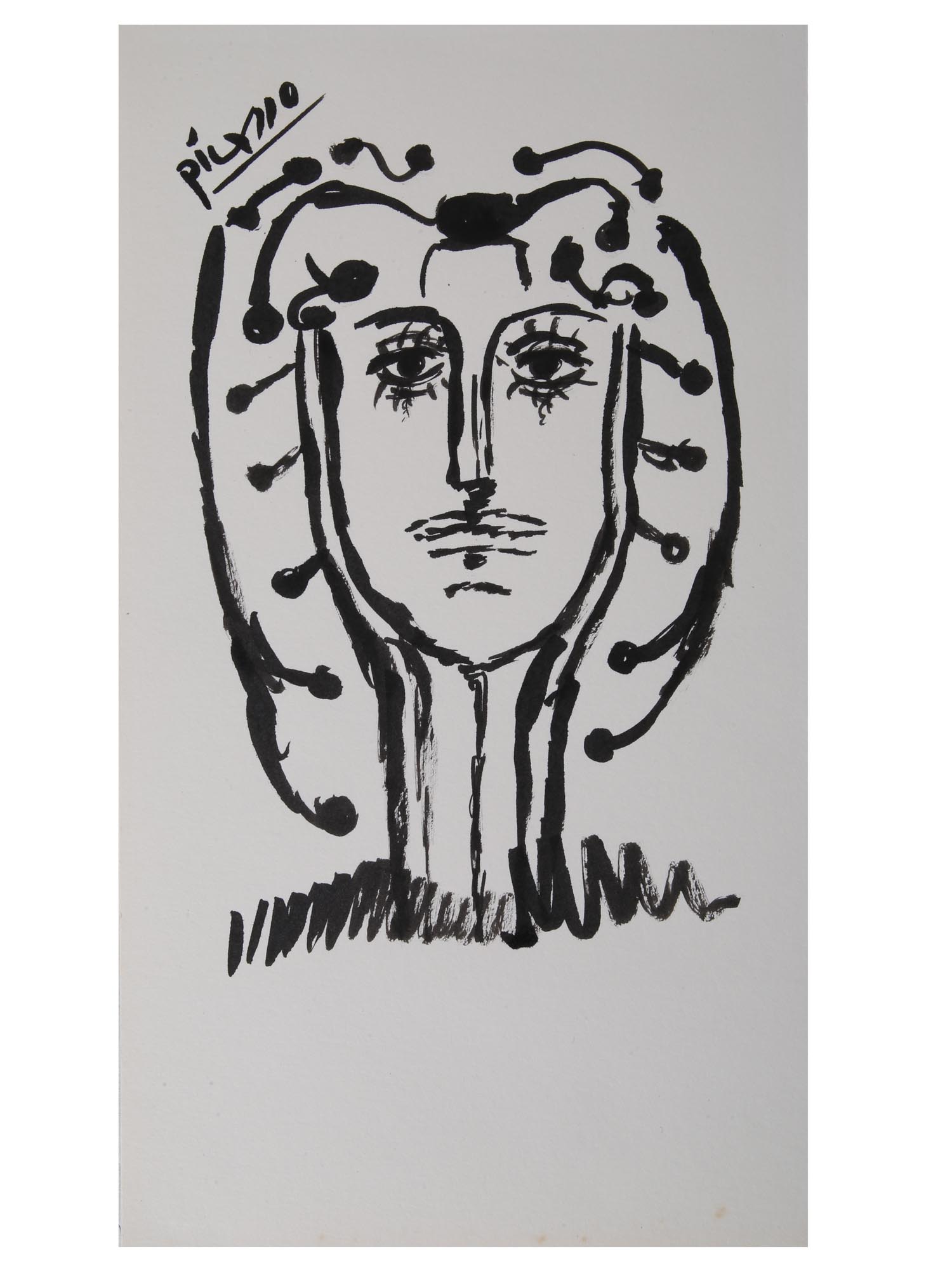 AN INK PAINTING PORTRAIT AFTER PABLO PICASSO PIC-0