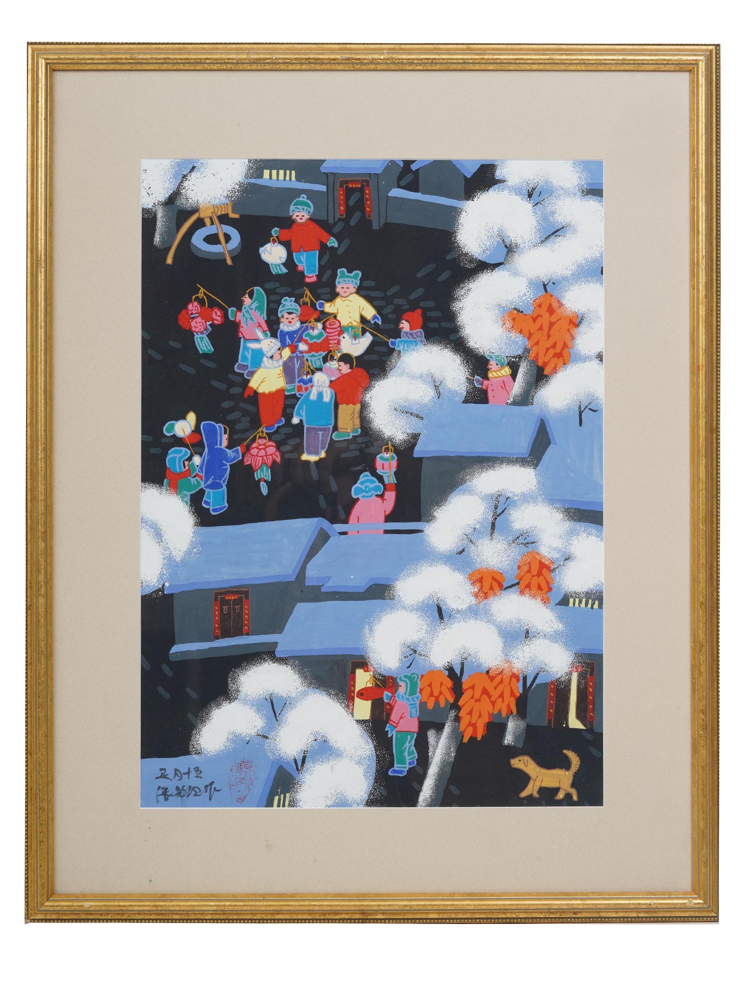 A KOREAN MIDCENTURY CHILDREN GOUACHE PAINTING PIC-0