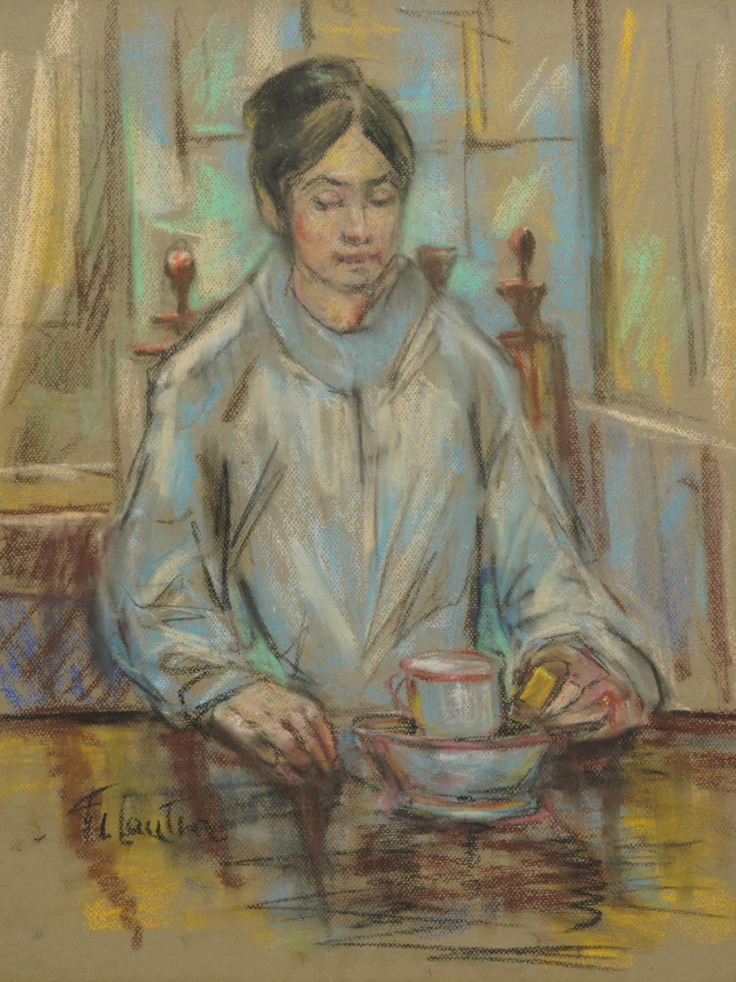 AFTER TOULOUSE-LAUTREC PASTEL PAINTING PORTRAIT PIC-1