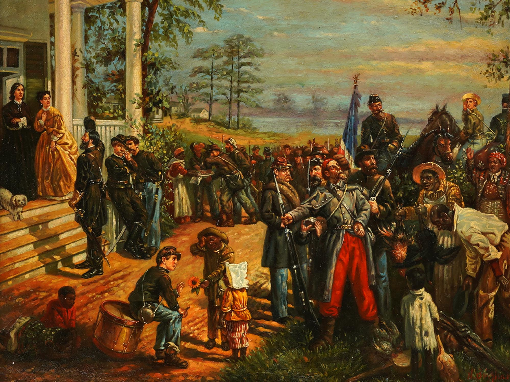 AN AMERICAN CIVIL WAR PAINTING BY N. BINGHAM PIC-1