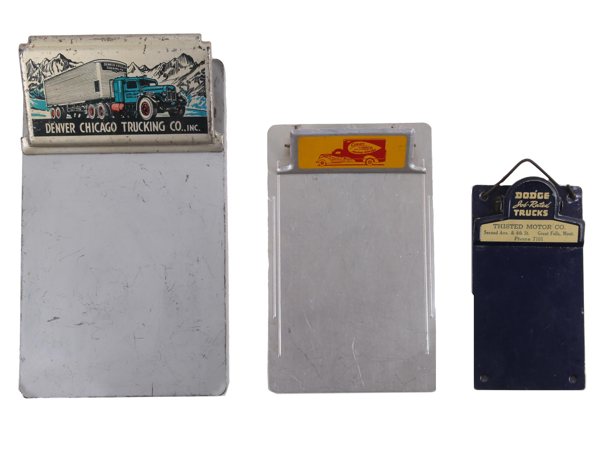 A LOT OF THREE VINTAGE ADVERTISMENT CLIPBOARDS PIC-1