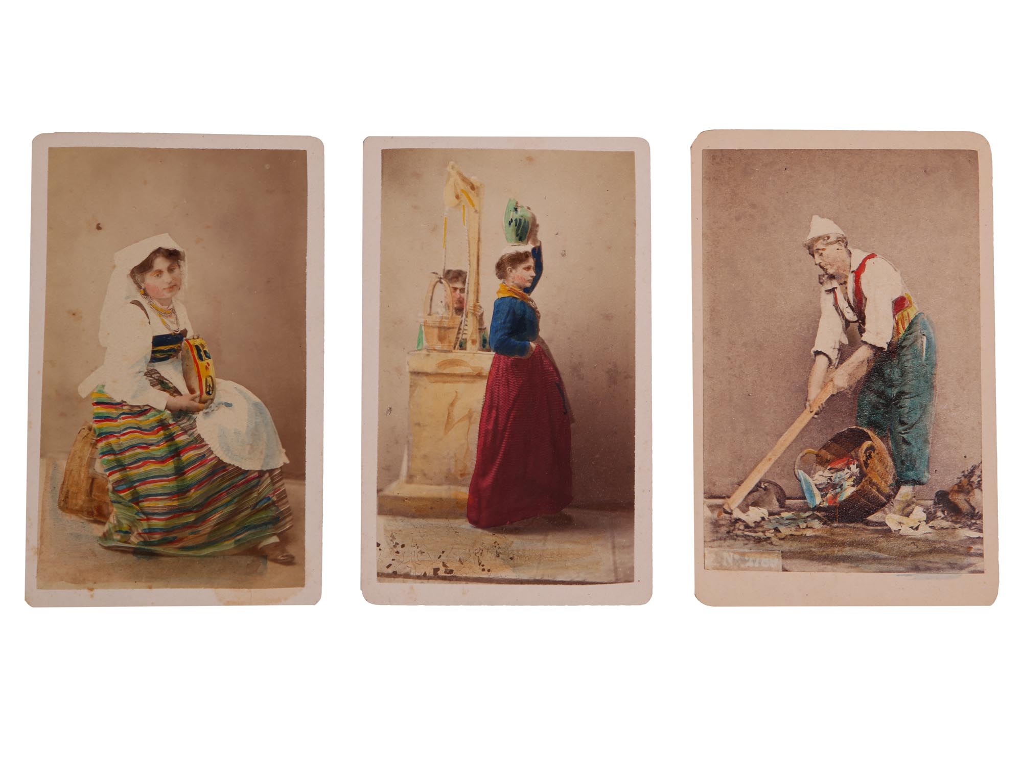 RARE ANTIQUE ITALIAN PAINTED CABINET PHOTO CARDS PIC-0