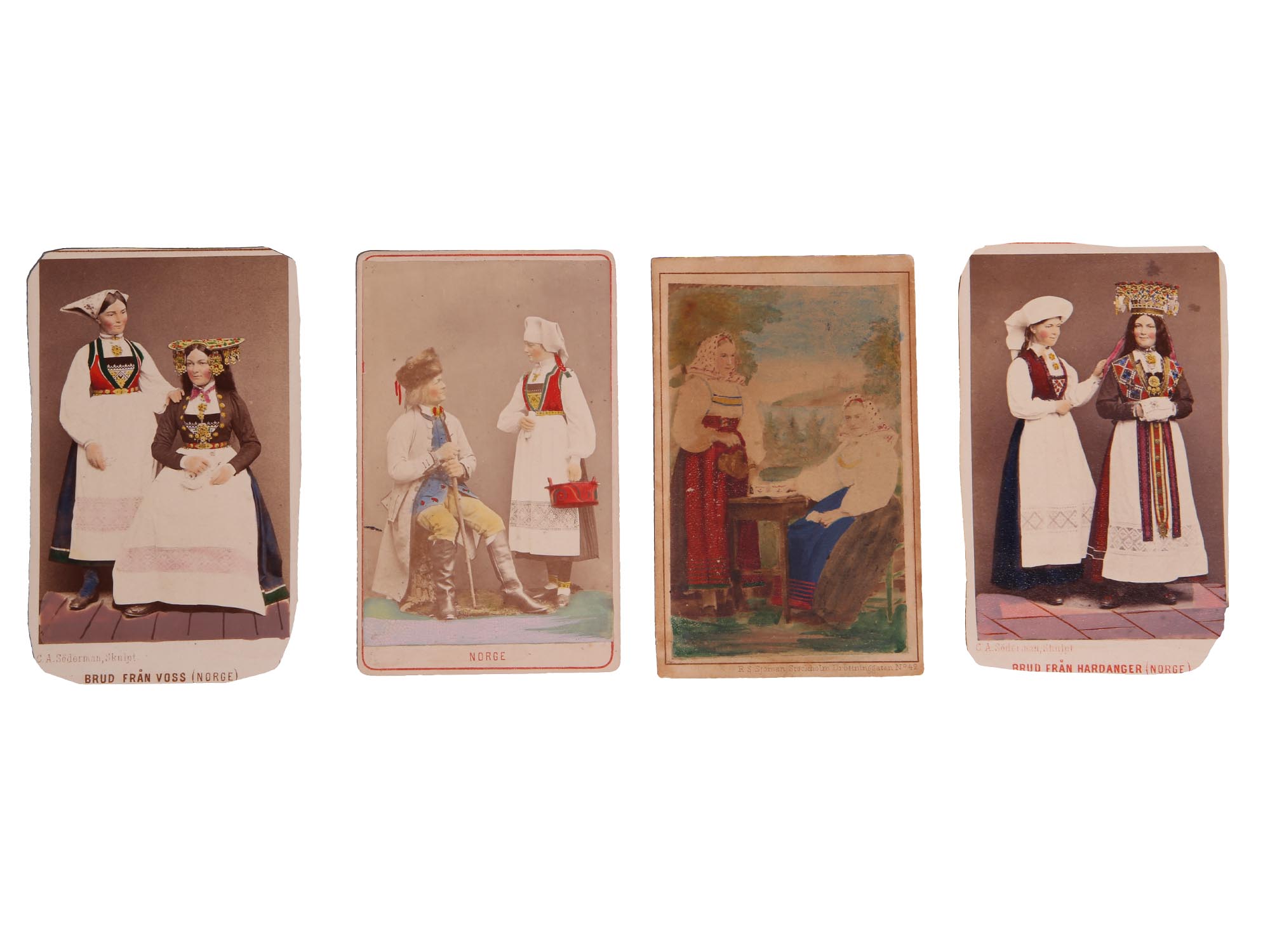 RARE ANTIQUE SWEDEN PAINTED CABINET PHOTO CARDS PIC-0