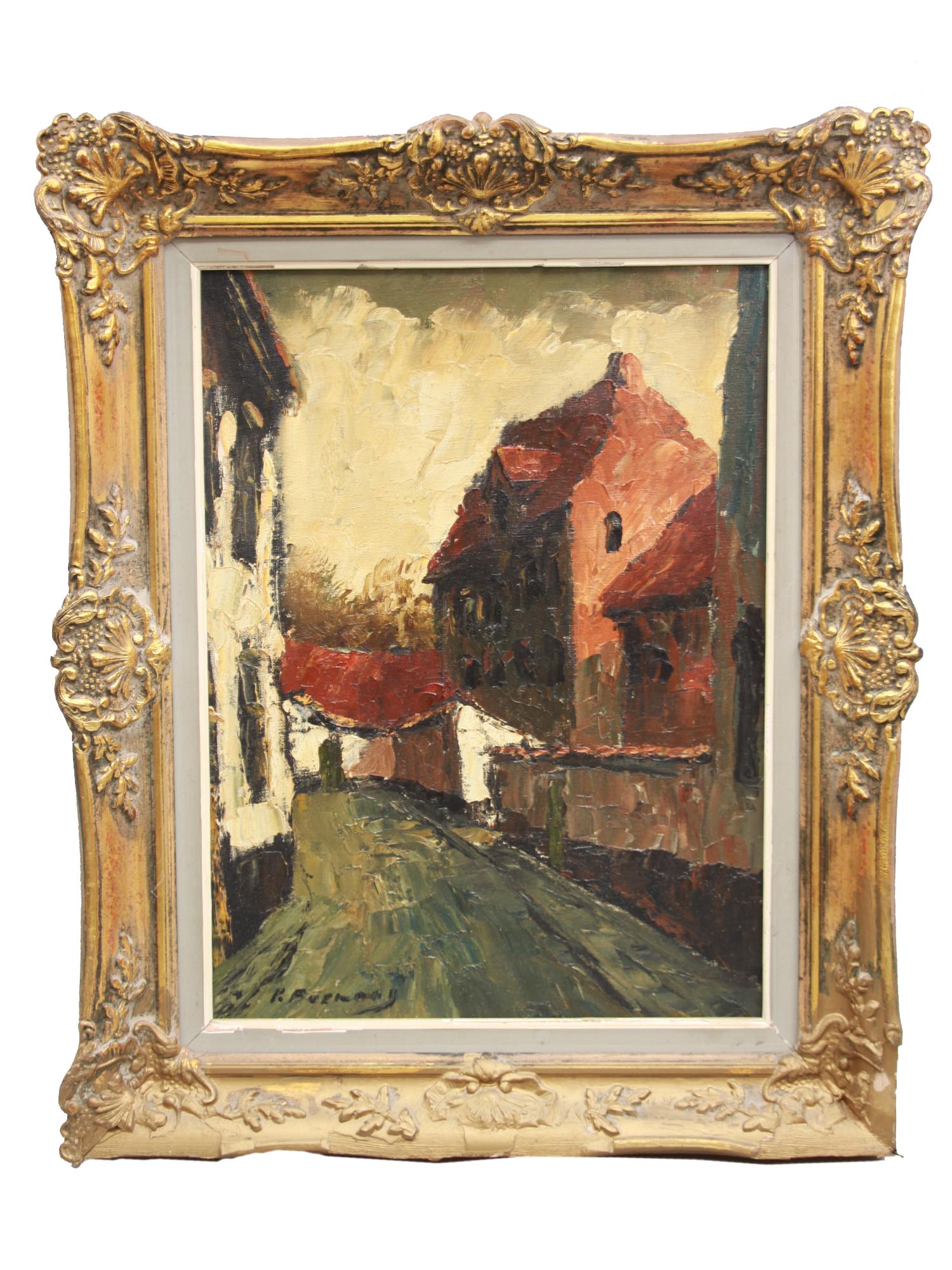 ATTR TO FREDERICK FURSMAN OIL PAINTING OF VILLAGE PIC-0