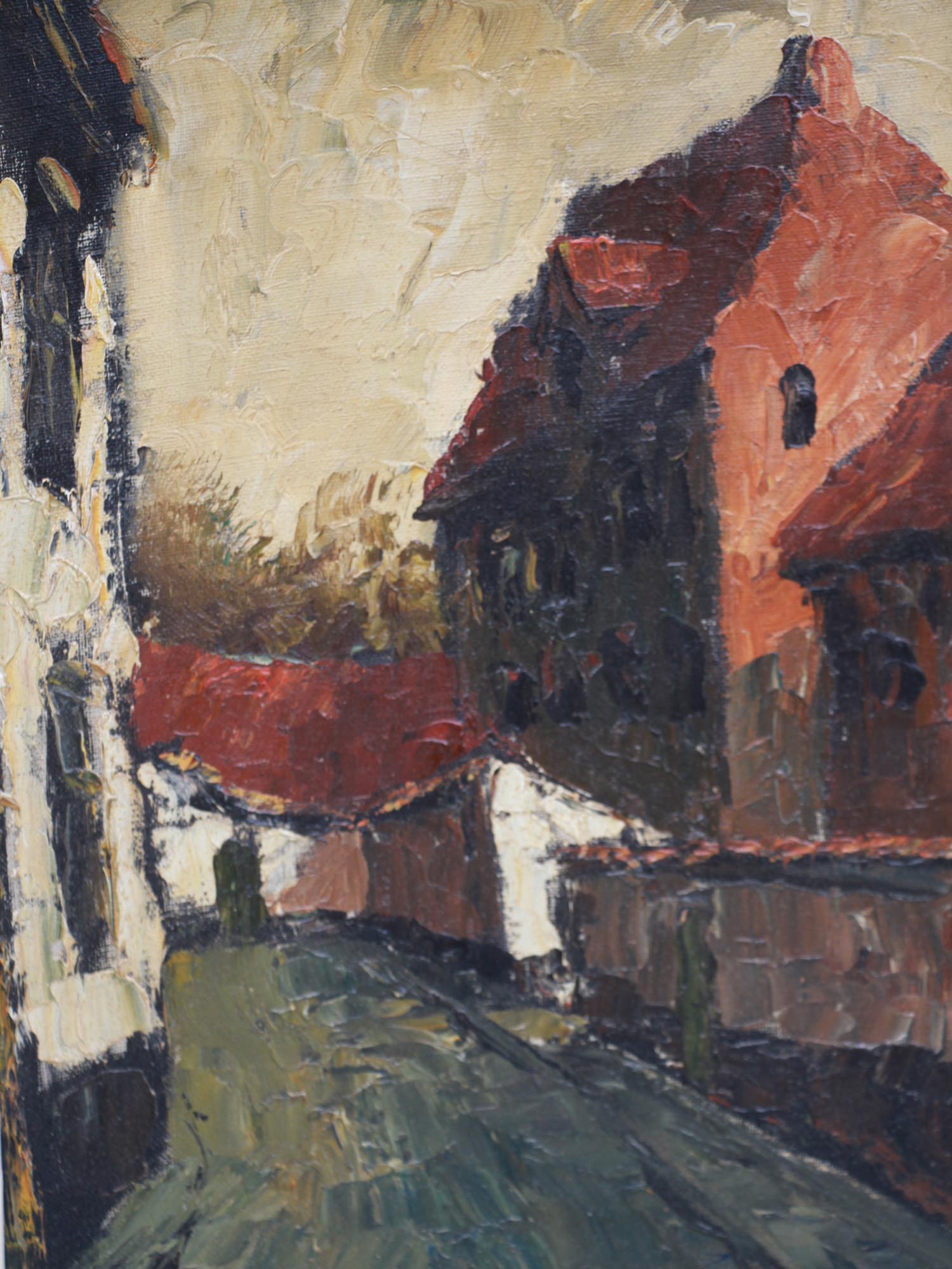 ATTR TO FREDERICK FURSMAN OIL PAINTING OF VILLAGE PIC-1