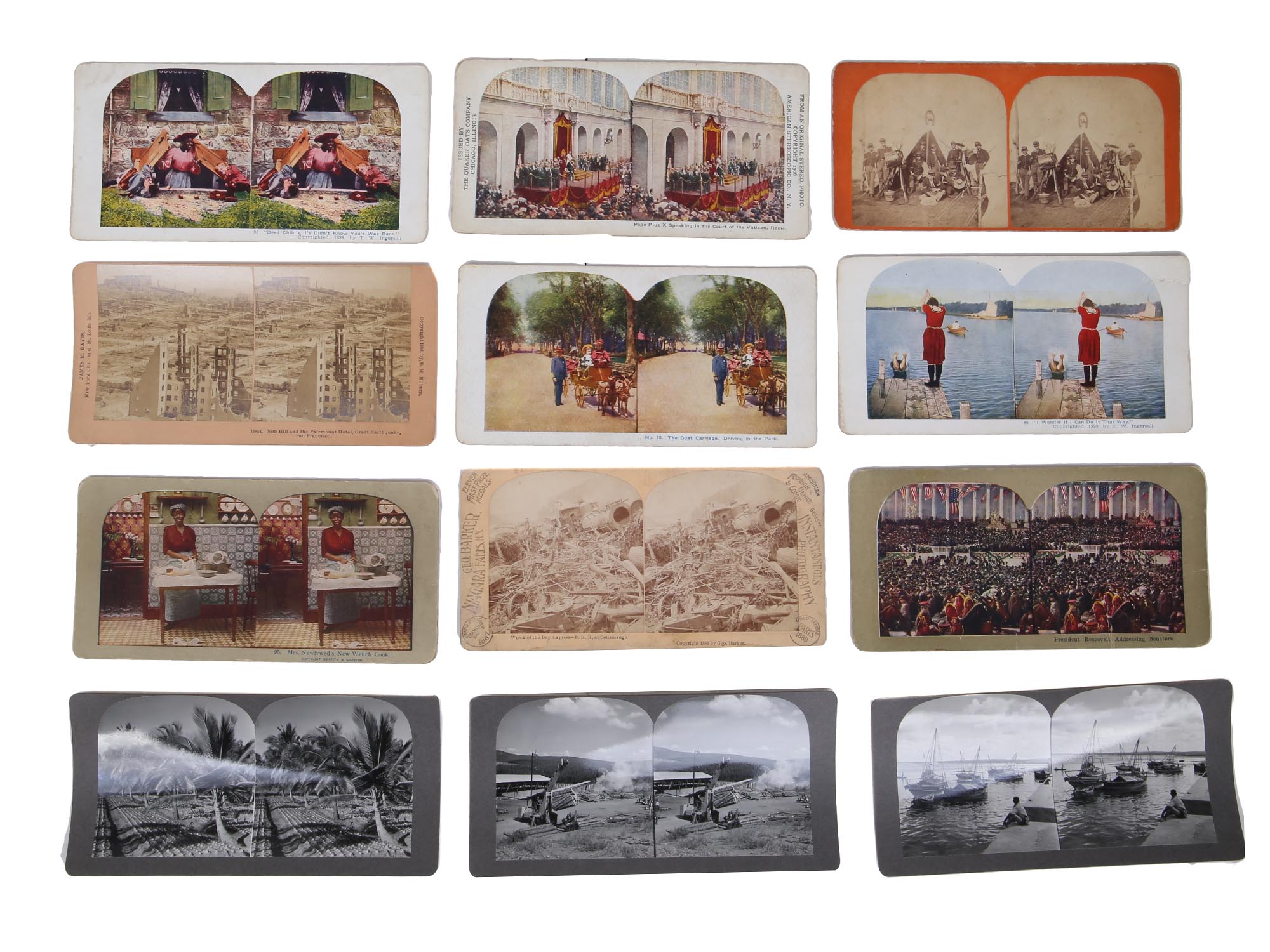 ANTIQUE 1900S LOT OF STEREOSCOPIC PHOTO CARDS SET PIC-2