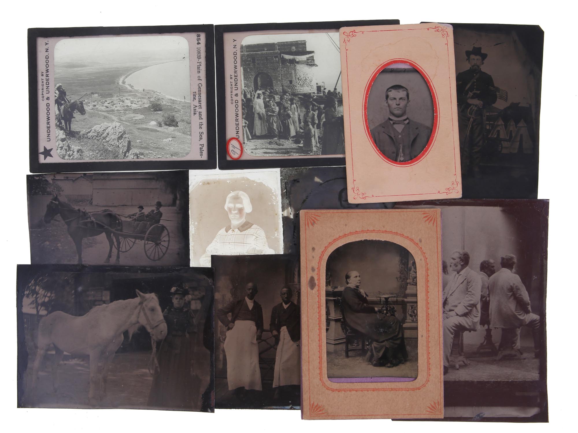 ANTIQUE 1800S RARE TINTYPE PHOTOS AND GLASS PLATES PIC-0