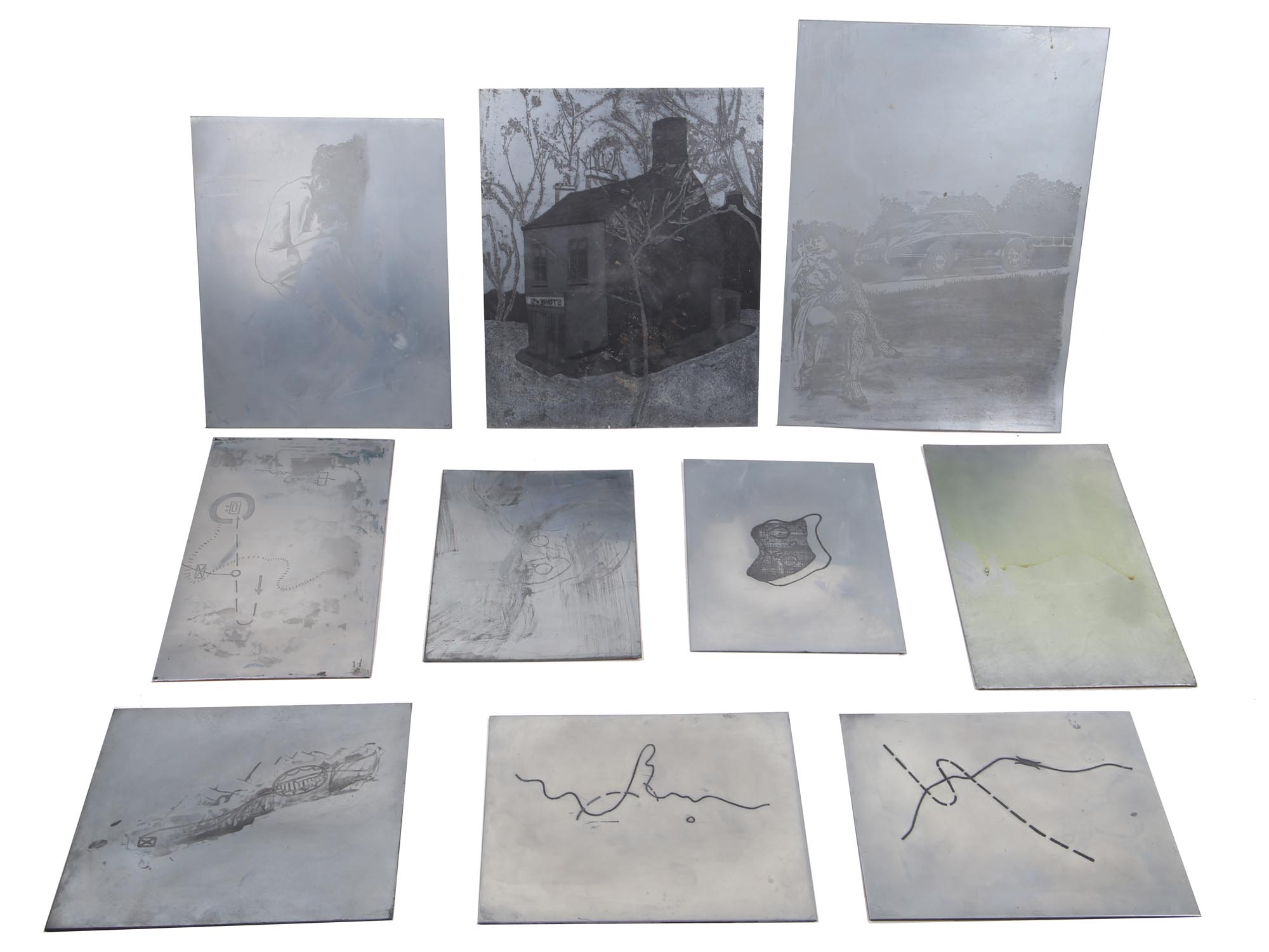 A SET OF ARTISTIC ETCHING PLATES WITH DRAWINGS PIC-0