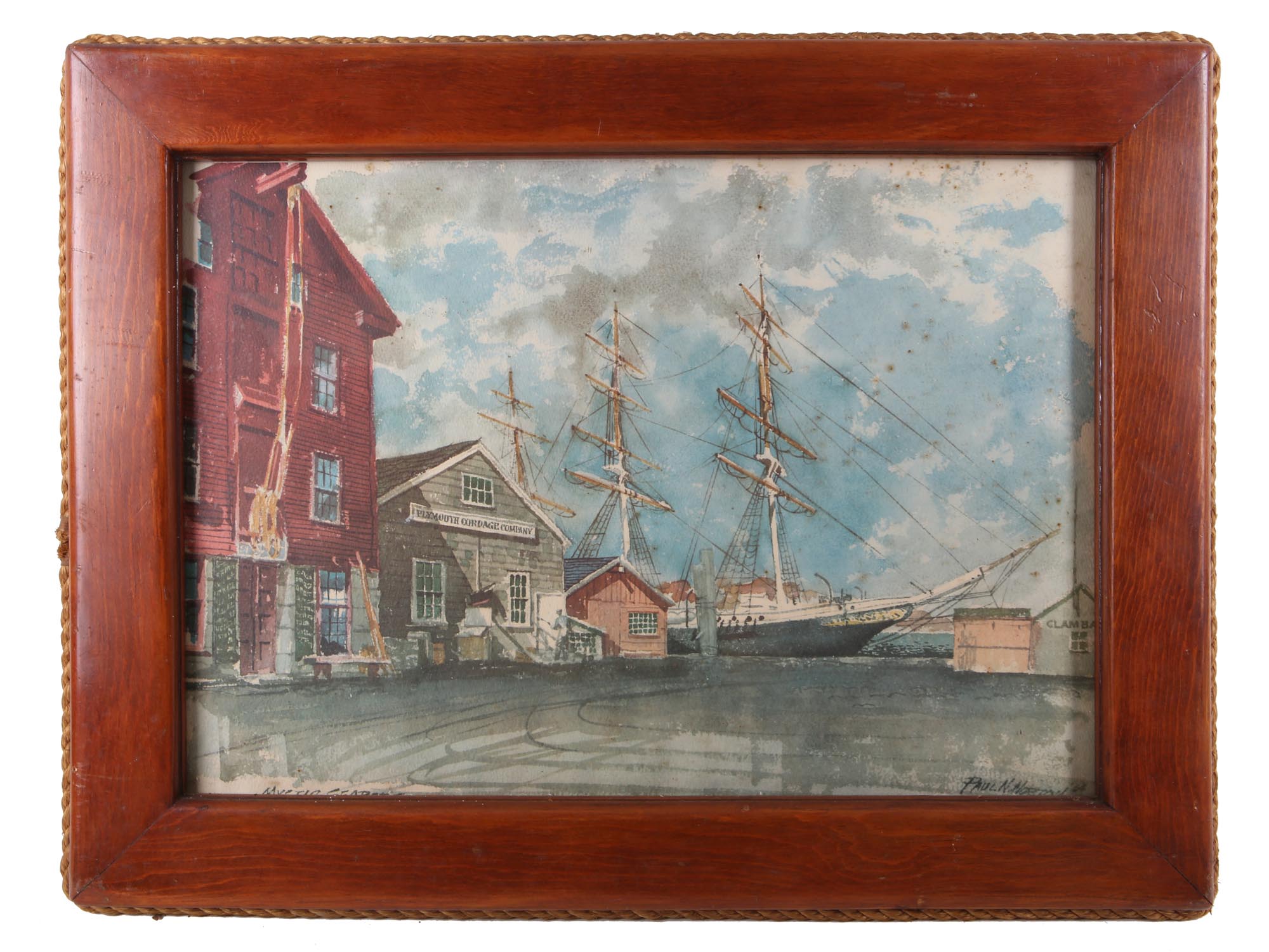 A WATERCOLOR PRINT MYSTIC SEAPORT BY PAUL HORTON PIC-0