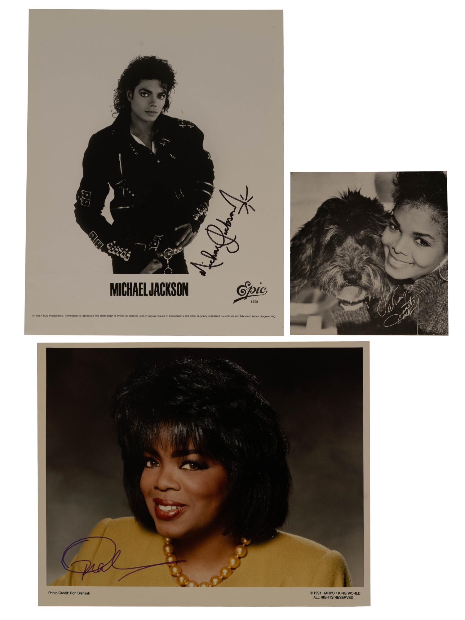 MICHAEL JACKSON AND OPRAH WINFREY AUTOGRAPHS PIC-0