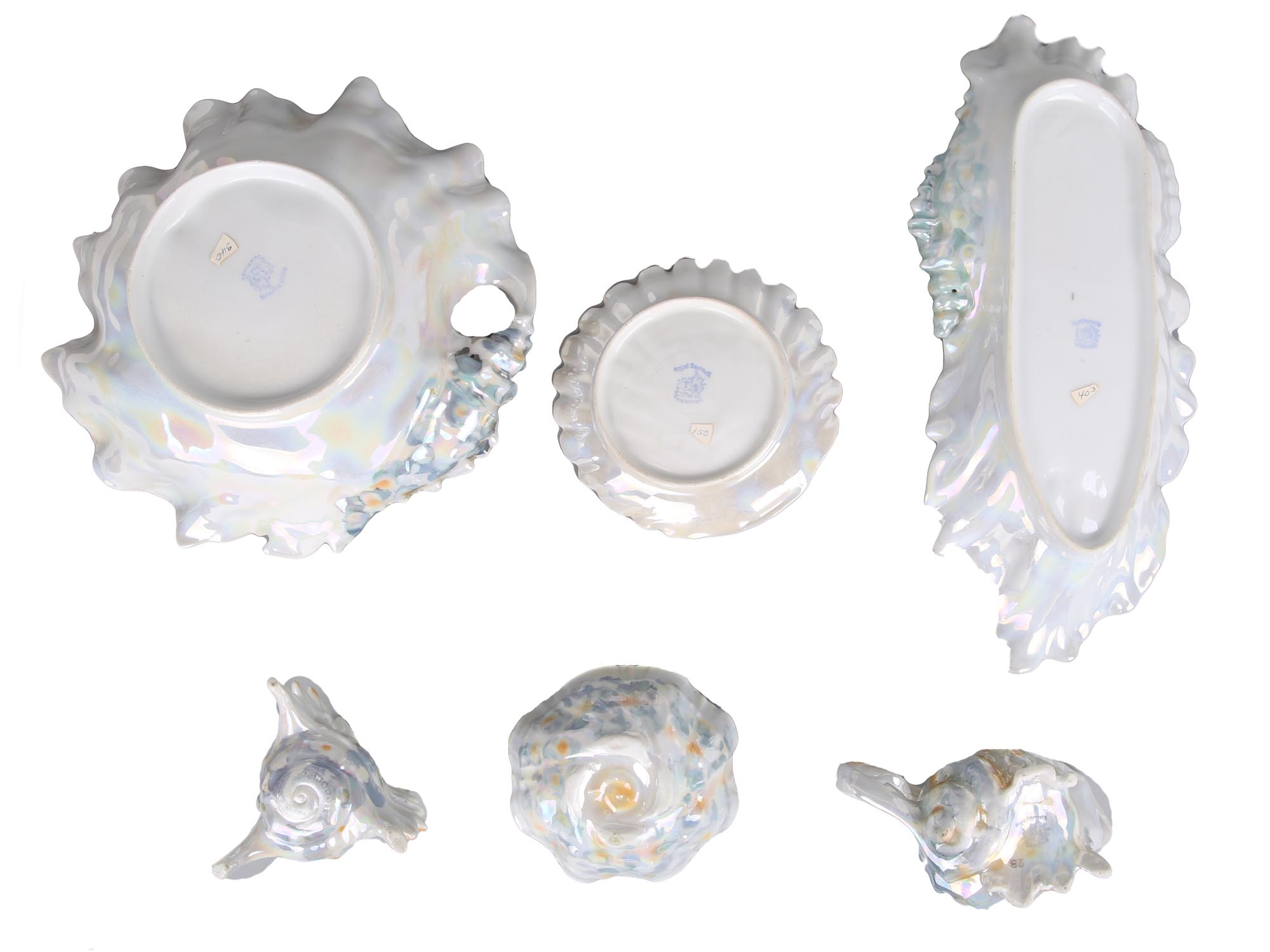 A ROYAL BAYREUTH PORCELAIN SHELL LUSTERWARE SET PIC-4