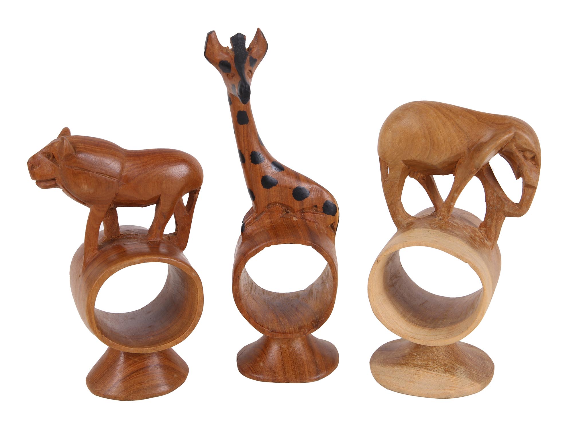 TWELVE HANDMADE CARVED WOOD ANIMAL NAPKIN HOLDERS PIC-4