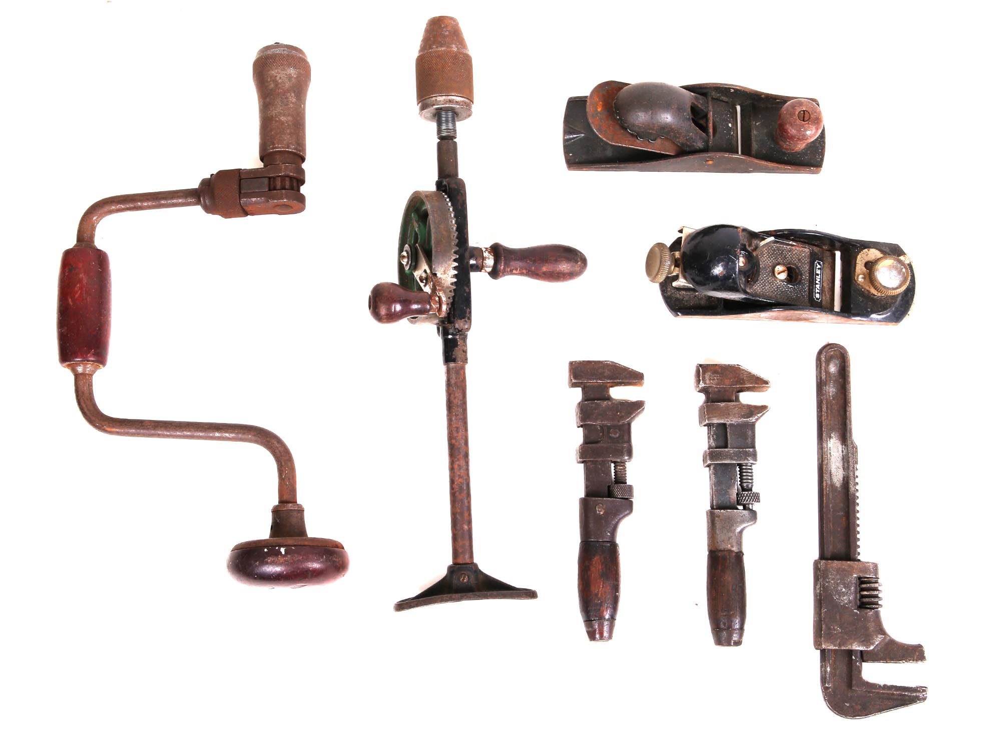 A COLLECTION OF SEVEN VINTAGE WOOD WORKING TOOLS PIC-0