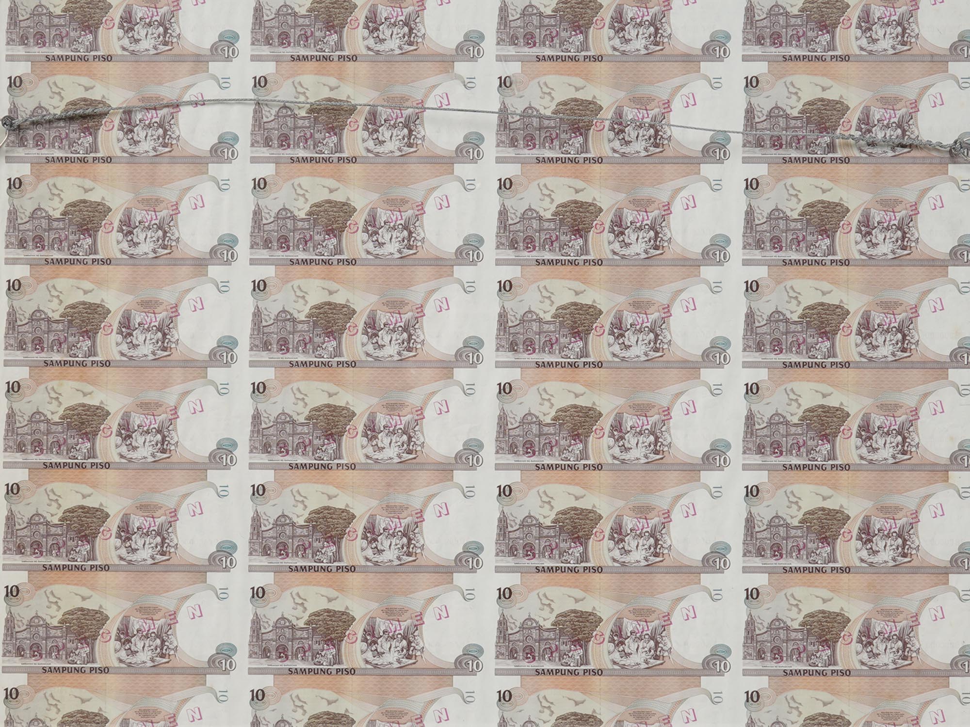 AN UNCUT SHEET OF PHILIPPINE TEN-PESO BANKNOTES PIC-3