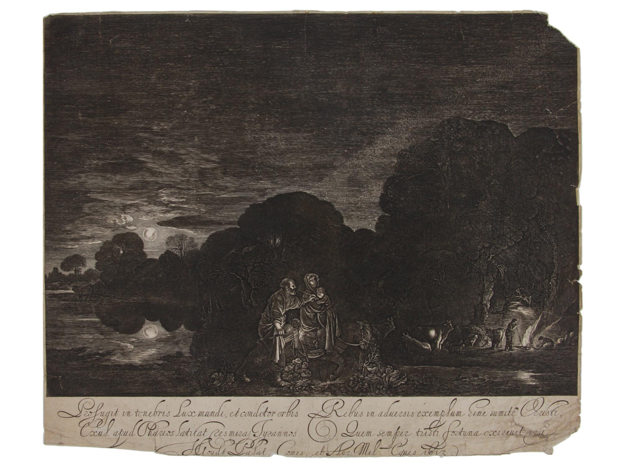 THE FLIGHT INTO EGYPT ENGRAVING BY HENDRICK GOUDT PIC-0