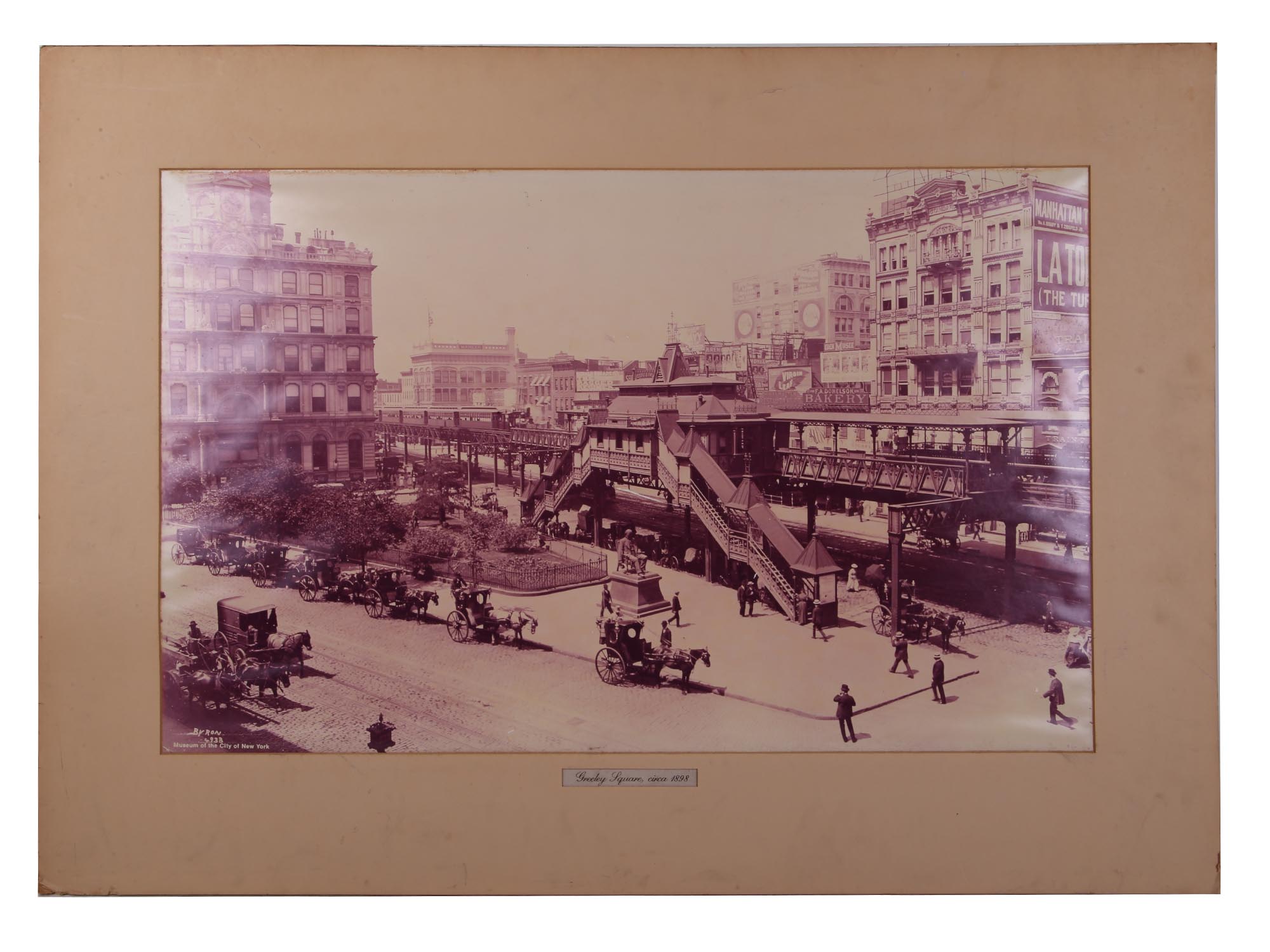 RARE LARGE ANTIQUE PHOTO OF NEW YORK STREET SCENE PIC-0