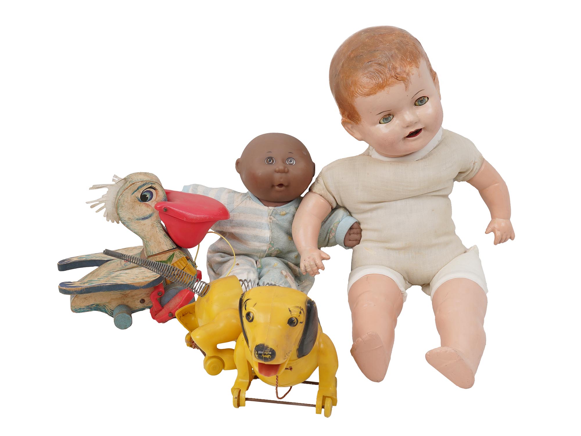 A VARIOUS VINTAGE AMERICAN TOYS AND DOLLS SET PIC-1