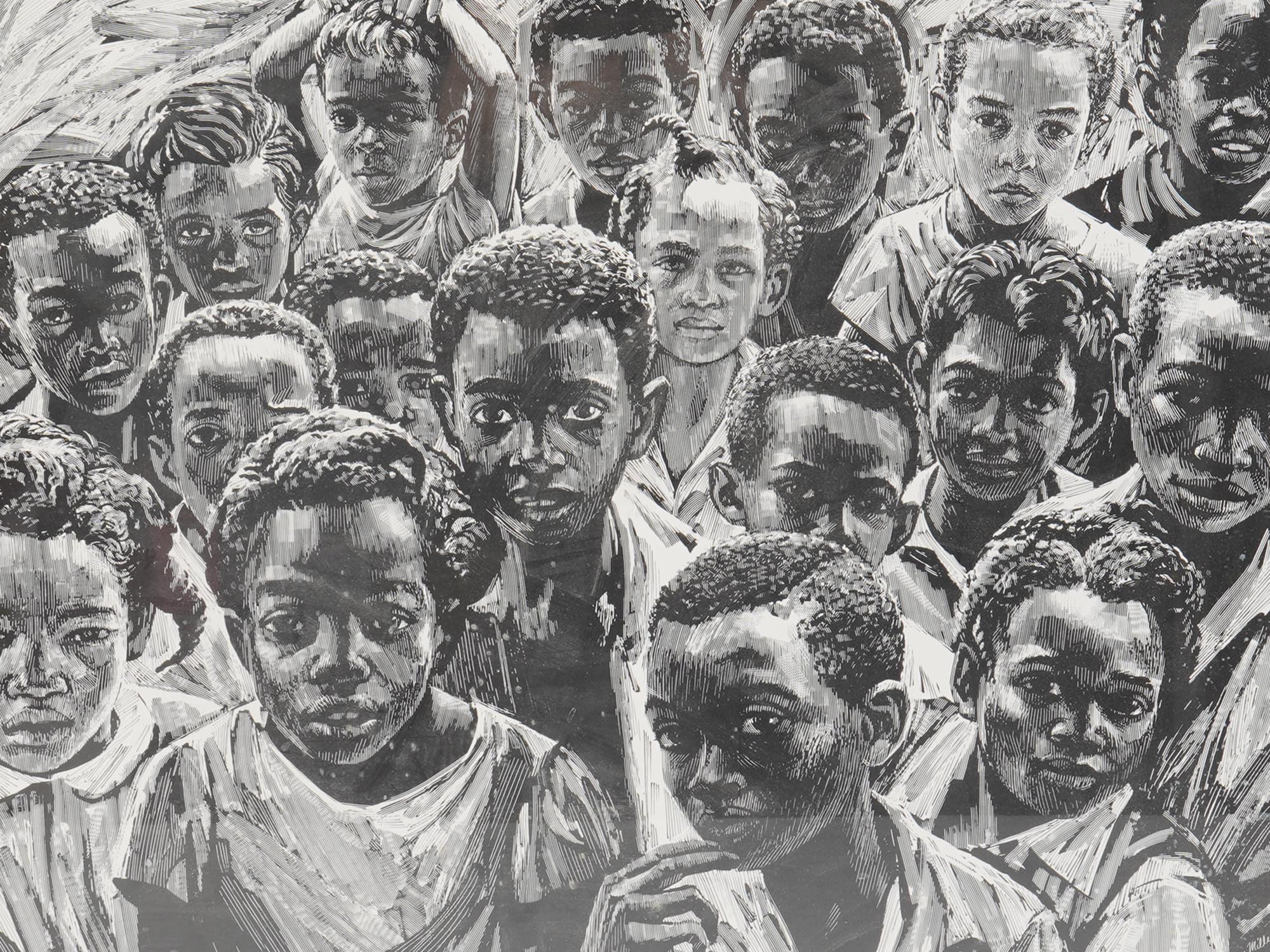 AFRO AMERICAN LITHOGRAPH CHILDREN BY DON MILLER PIC-1