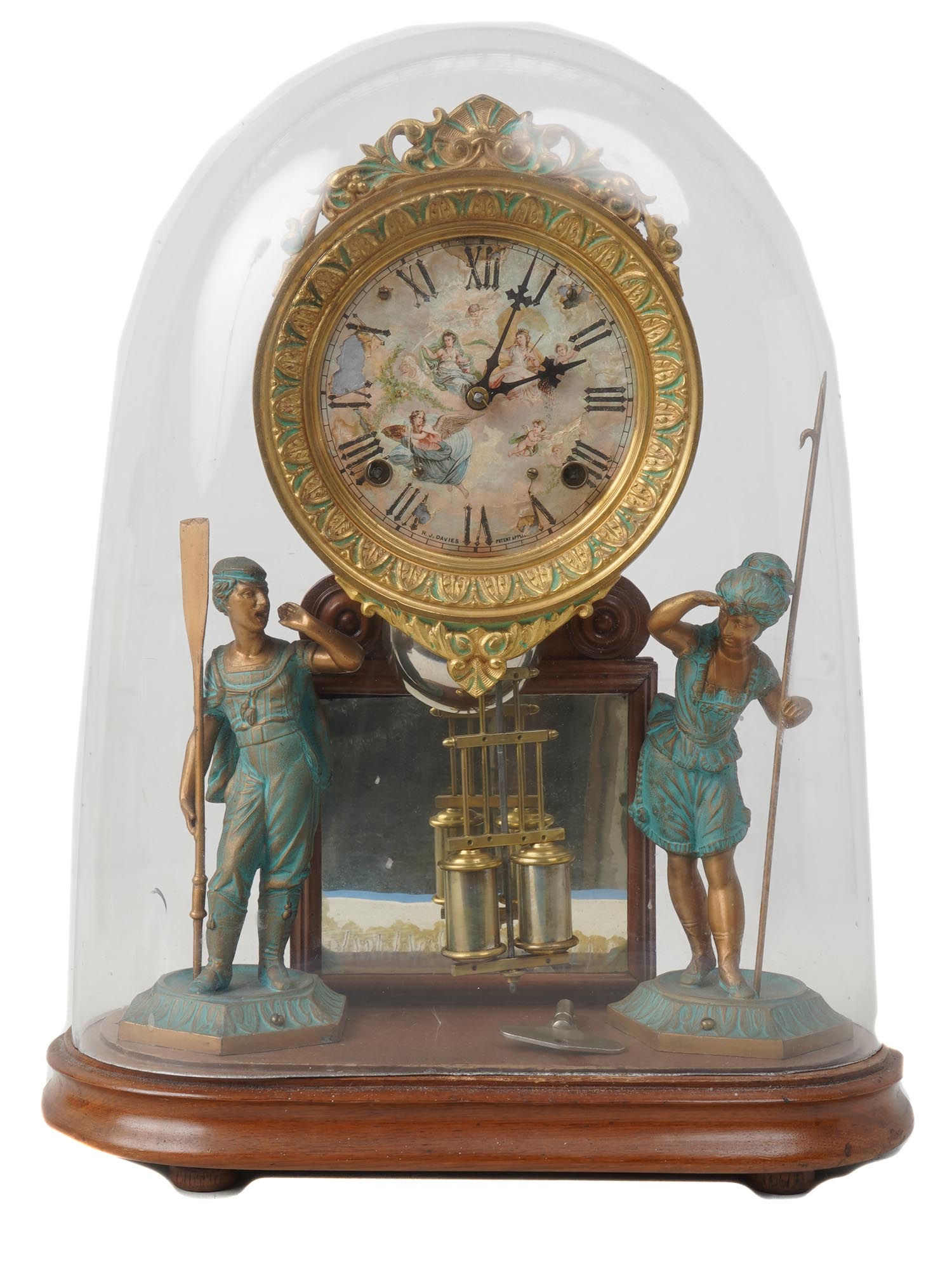 AN ANTIQUE DAVIES SOLE CRYSTAL GEM MANTEL CLOCK PIC-0