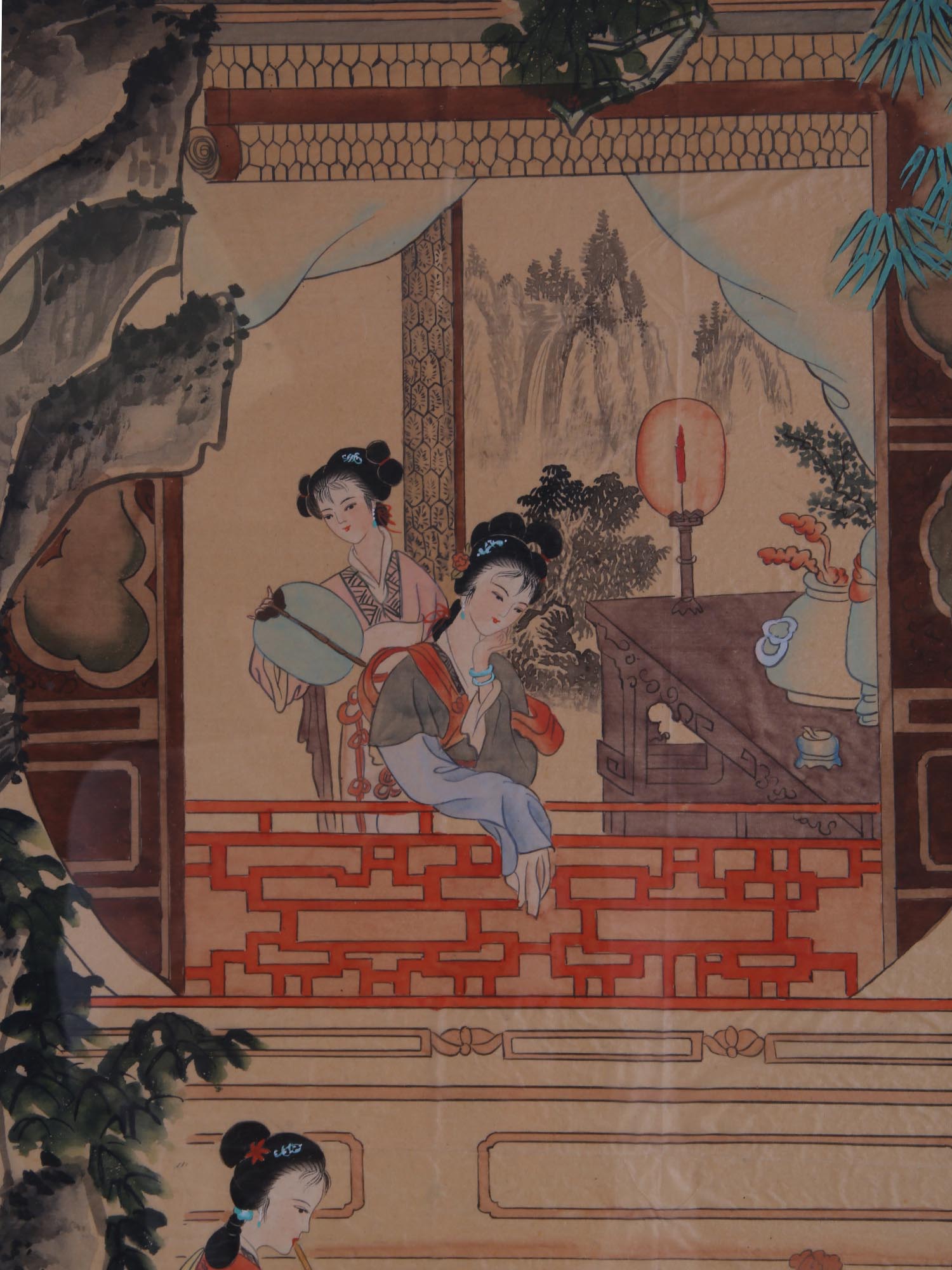 A CHINESE WATERCOLOR PAINTING ON SILK FRAMED PIC-2