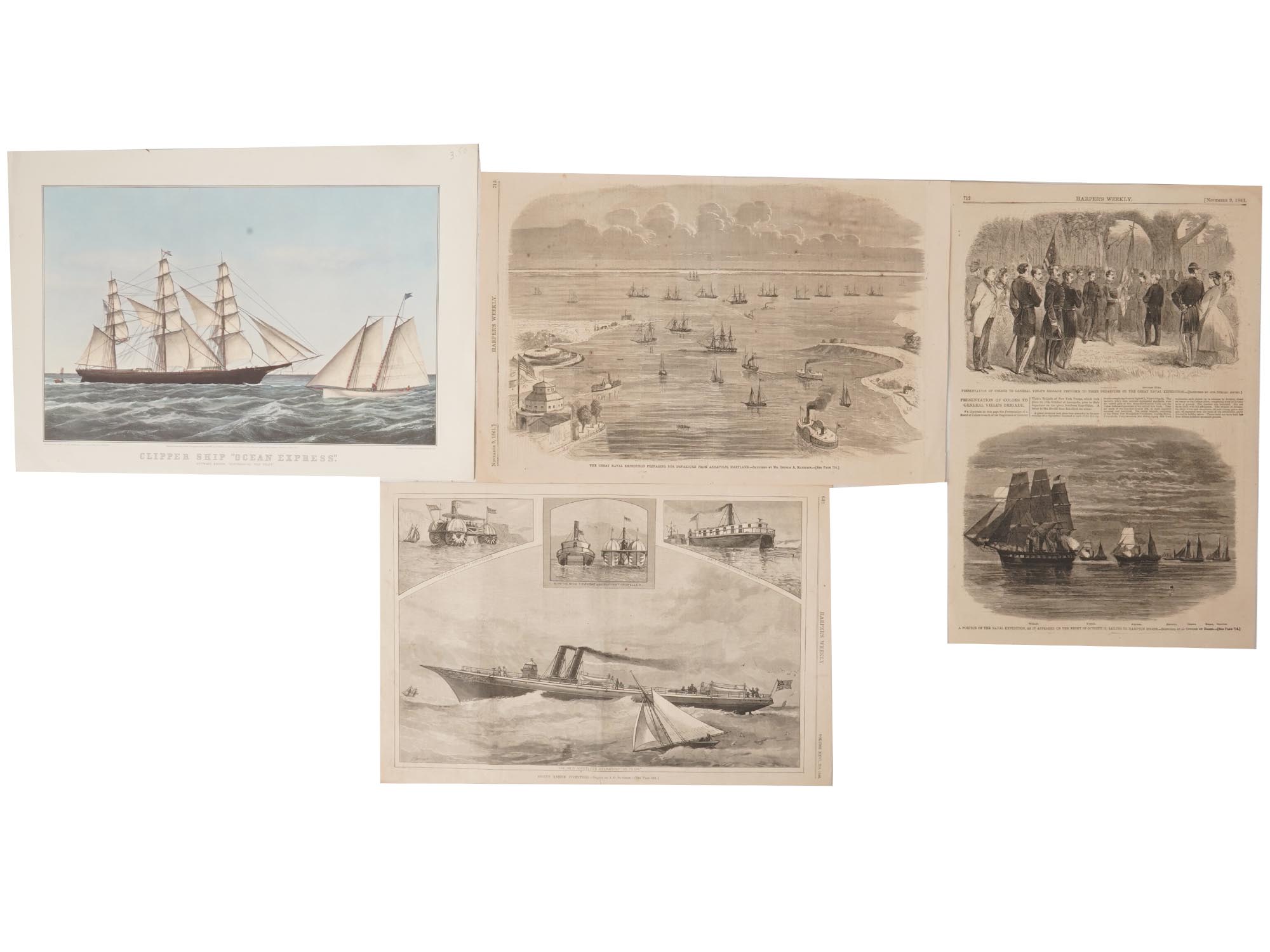 ANTIQUE SEASCAPE LITHOGRAPHS BY CURRIER & IVES PIC-1